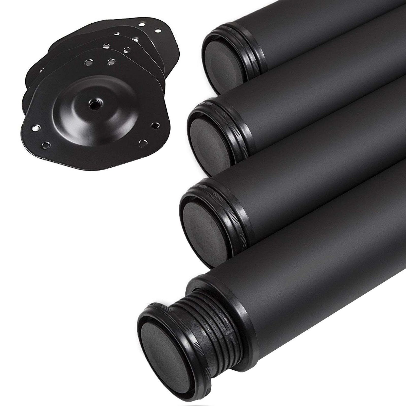 SO-TECH® Tischbein Ø 60 mm, belastbar bis 75 kg pro Stück, höhenverstellbar, Höhe 82 cm, Stahl, schwarz, 4x