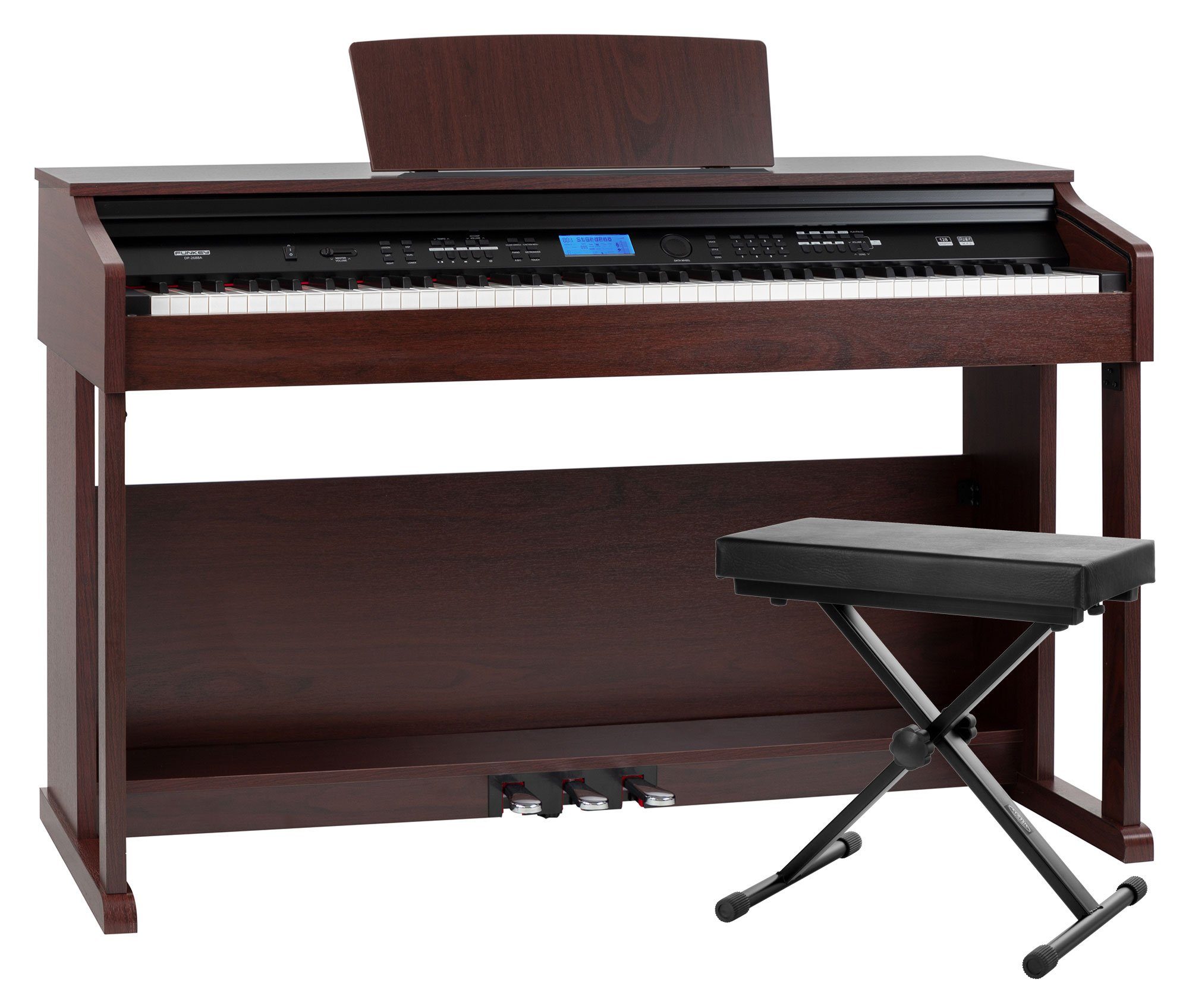 FunKey Digitalpiano DP-2688A E-Piano - 88 anschlagsdynamische Tasten -  Hammermechanik, (Spar-Set, 2 tlg., inkl. Deluxe-Keyboardbank),  Lernfunktion, Record- & Playback-Funktion