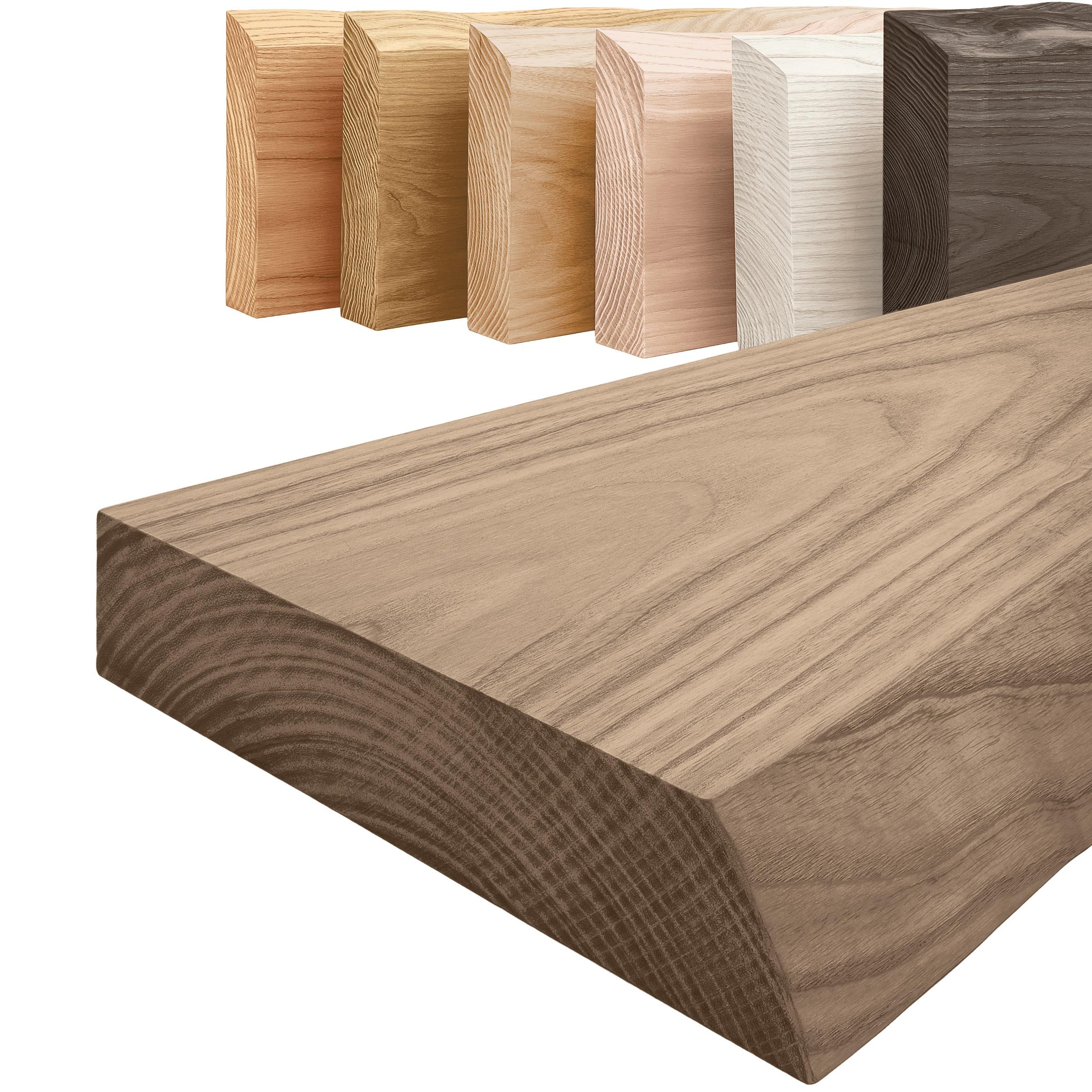 LAMO Manufaktur Wandregal Pure: ohne Montage Set 40 cm, Komplett-Set, 40mm stake Massivholzplatte