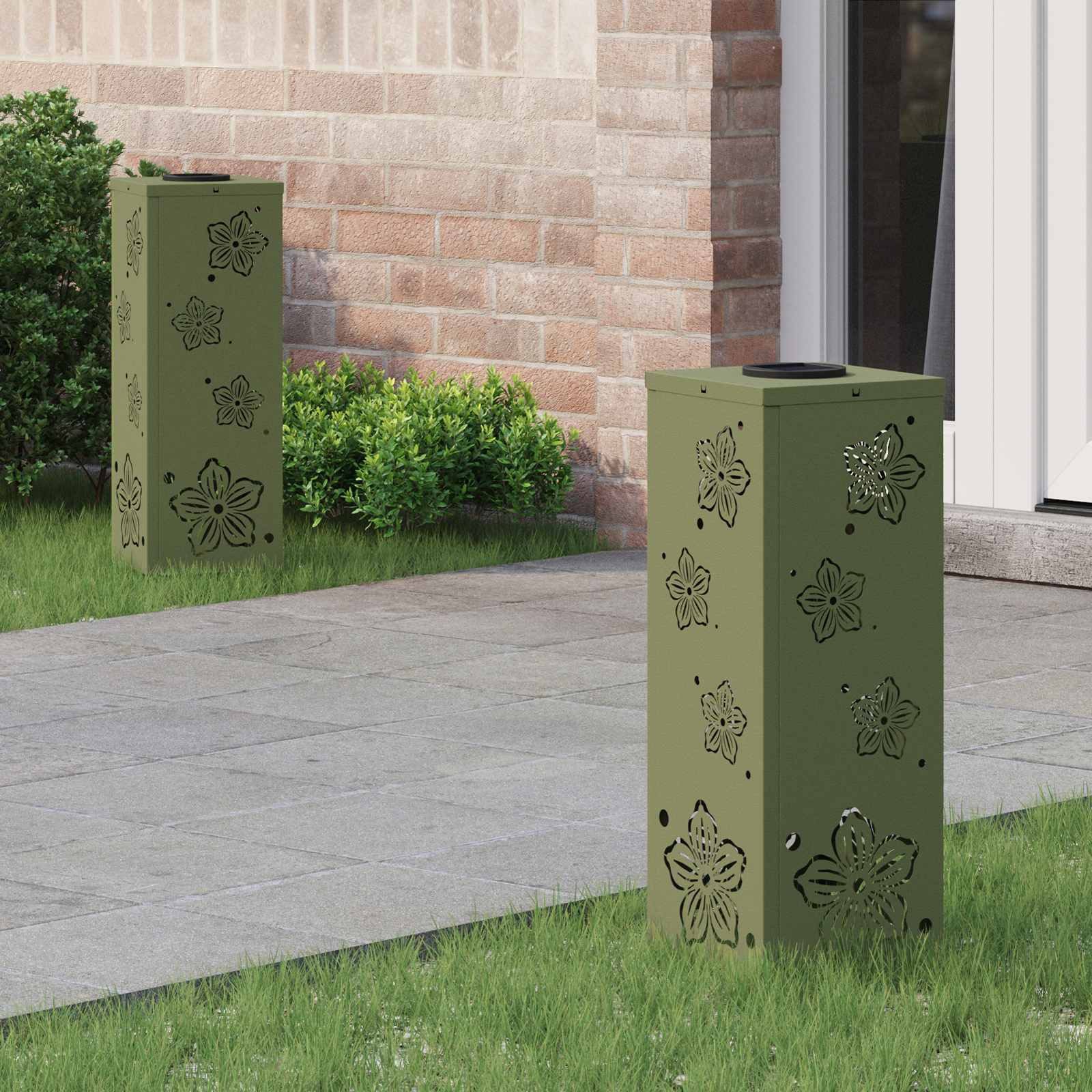 vidaXL Gartenleuchte 18 x 18 x 50 cm Gartenlampe Solarlampe LED-Gartenleuchte Wegelampe gr