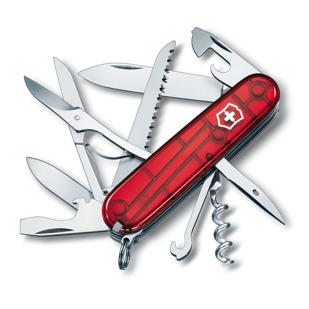 Victorinox Taschenmesser Taschenmesser Huntsman, rot transparent, 15 Funktionen
