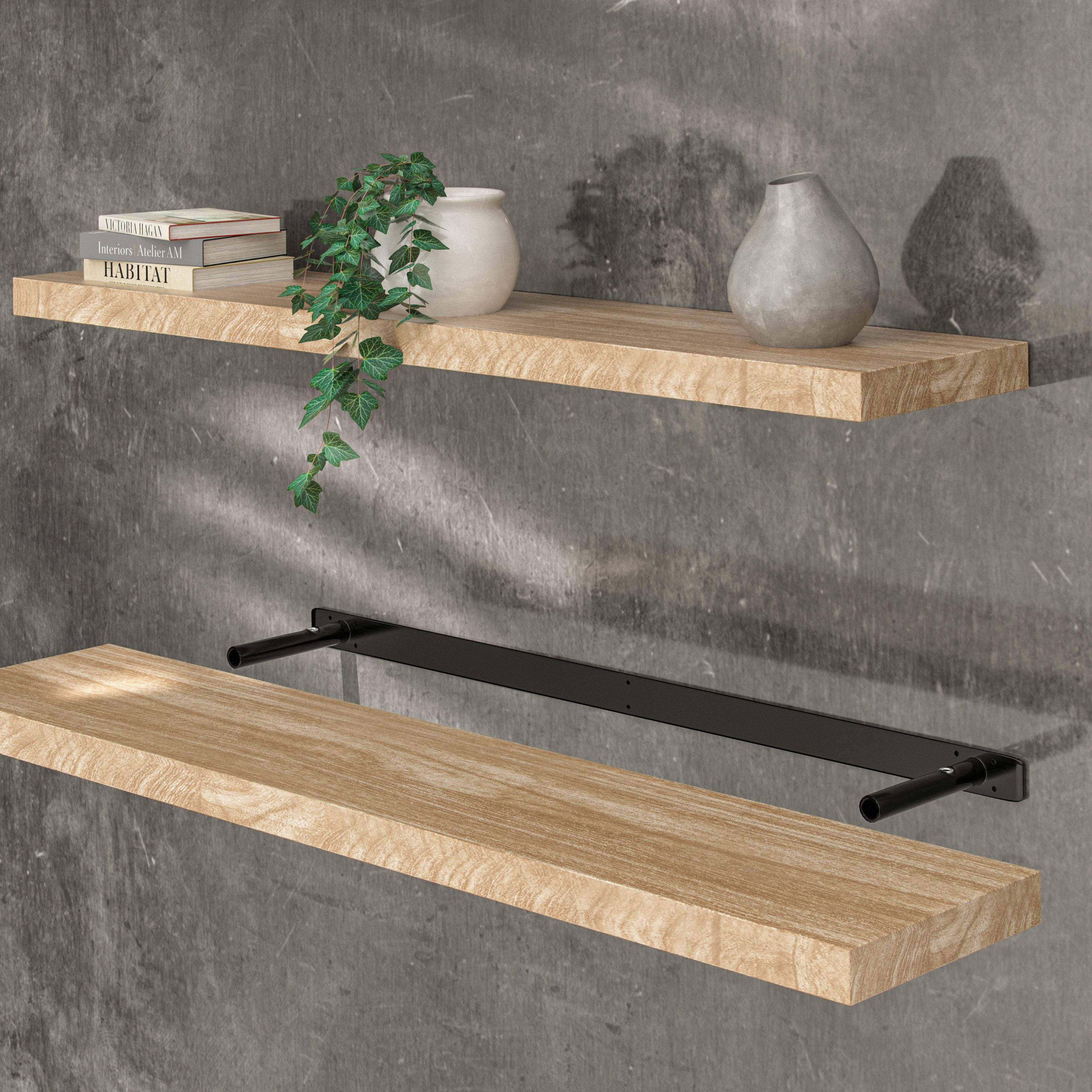 Casaria Wandboard, Eiche Hängeregal mit Halterung 15kg Tragkraft Wohnzimmer günstig online kaufen