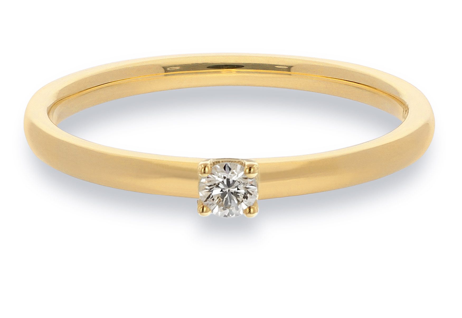 trendor Solitärring Damen-DiamantGold 585/14K Brillant 0,06 ct