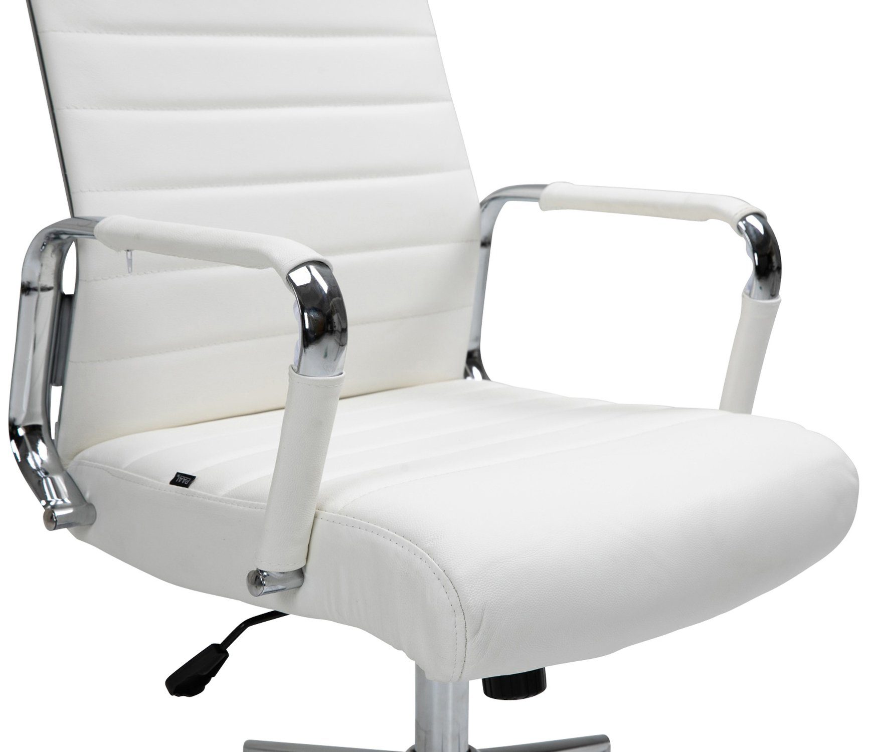 Rückenlehne 360° Chefsessel, Gestell: Sitz: Koro und weiß - Drehstuhl, chrom Echtleder Bürostuhl TPFLiving bequemer drehbar Metall (Schreibtischstuhl, höhenverstellbar - XXL), mit Bürostuhl