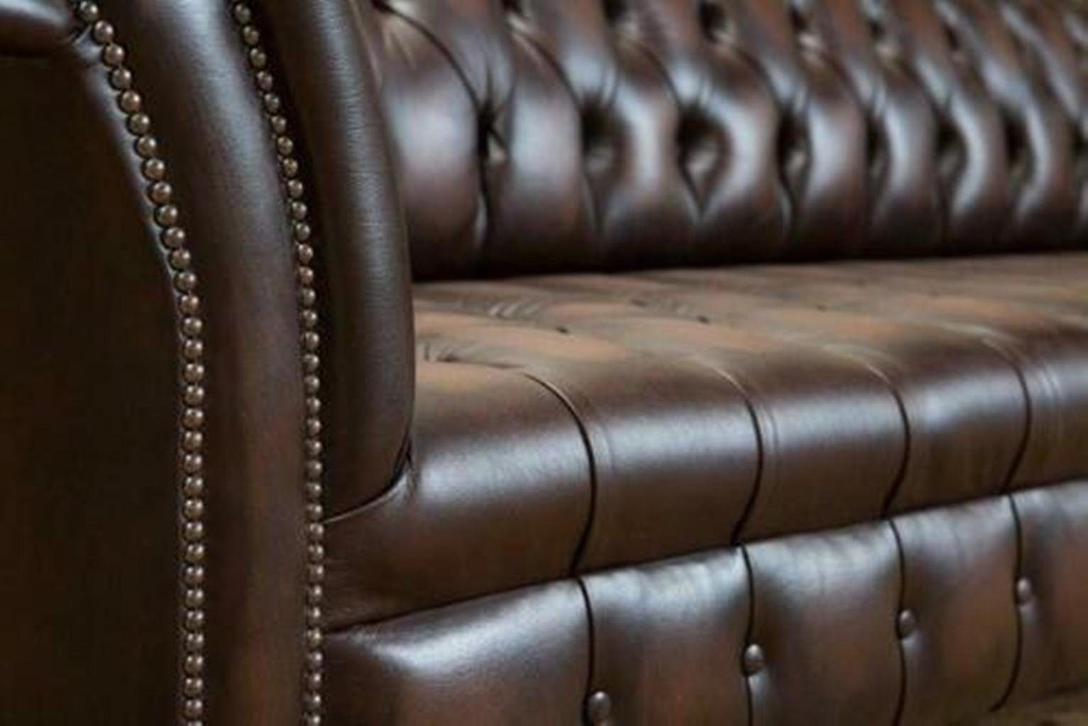 Sofa Wohnzimmer Couch 4 Sitzer Chesterfield Chesterfield-Sofa, Big Leder Couchen XXL JVmoebel