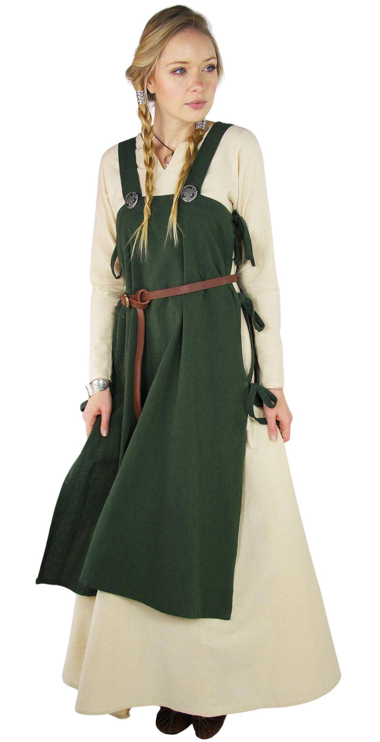 Leonardo Carbone Wikinger-Kostüm Überkleid "Hildegard" mit breiten Trägern, seitliche Bändel, hochwertige Baumwolle