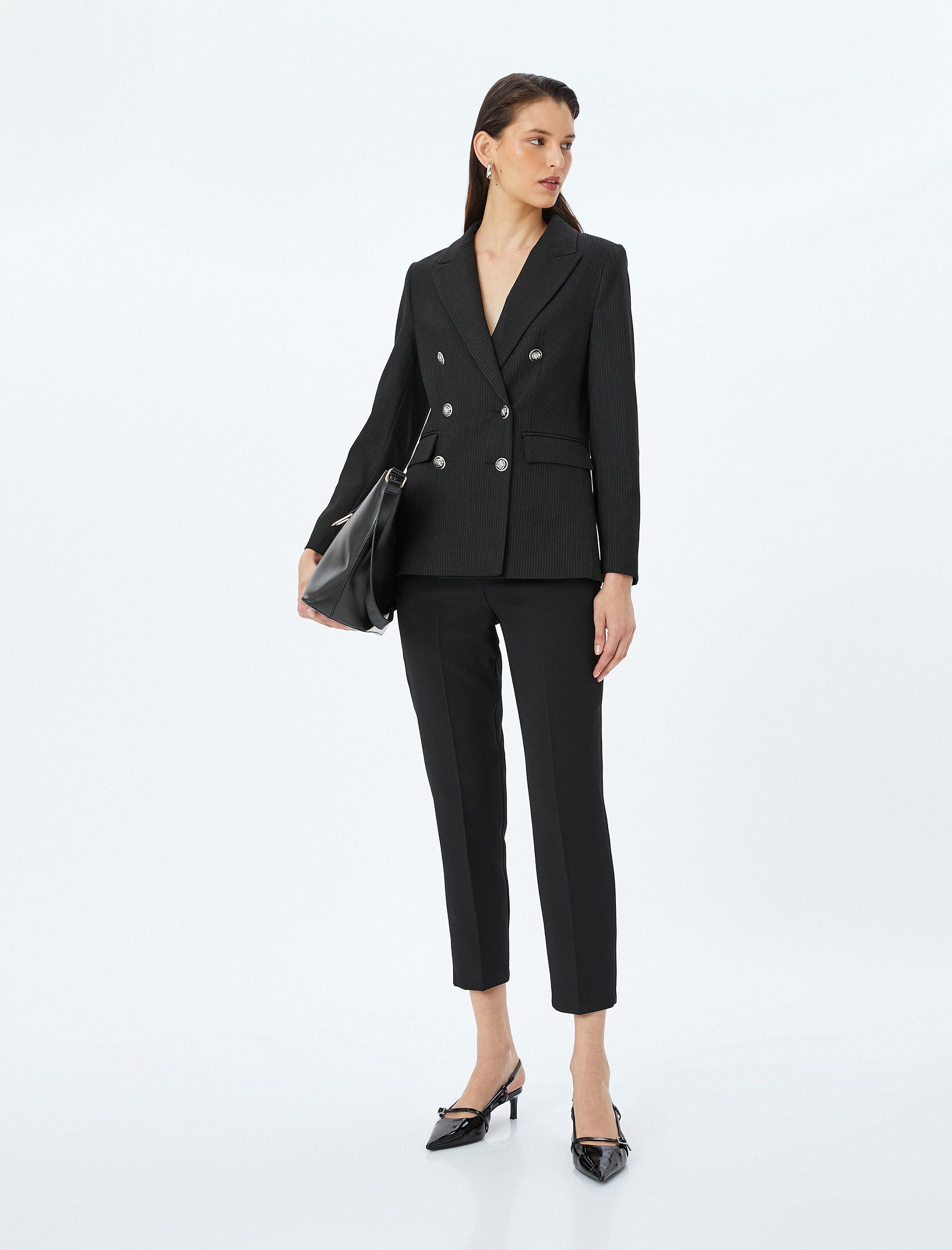 Koton Anzughose Hohe Leibhöhe Cigarette Anzughose