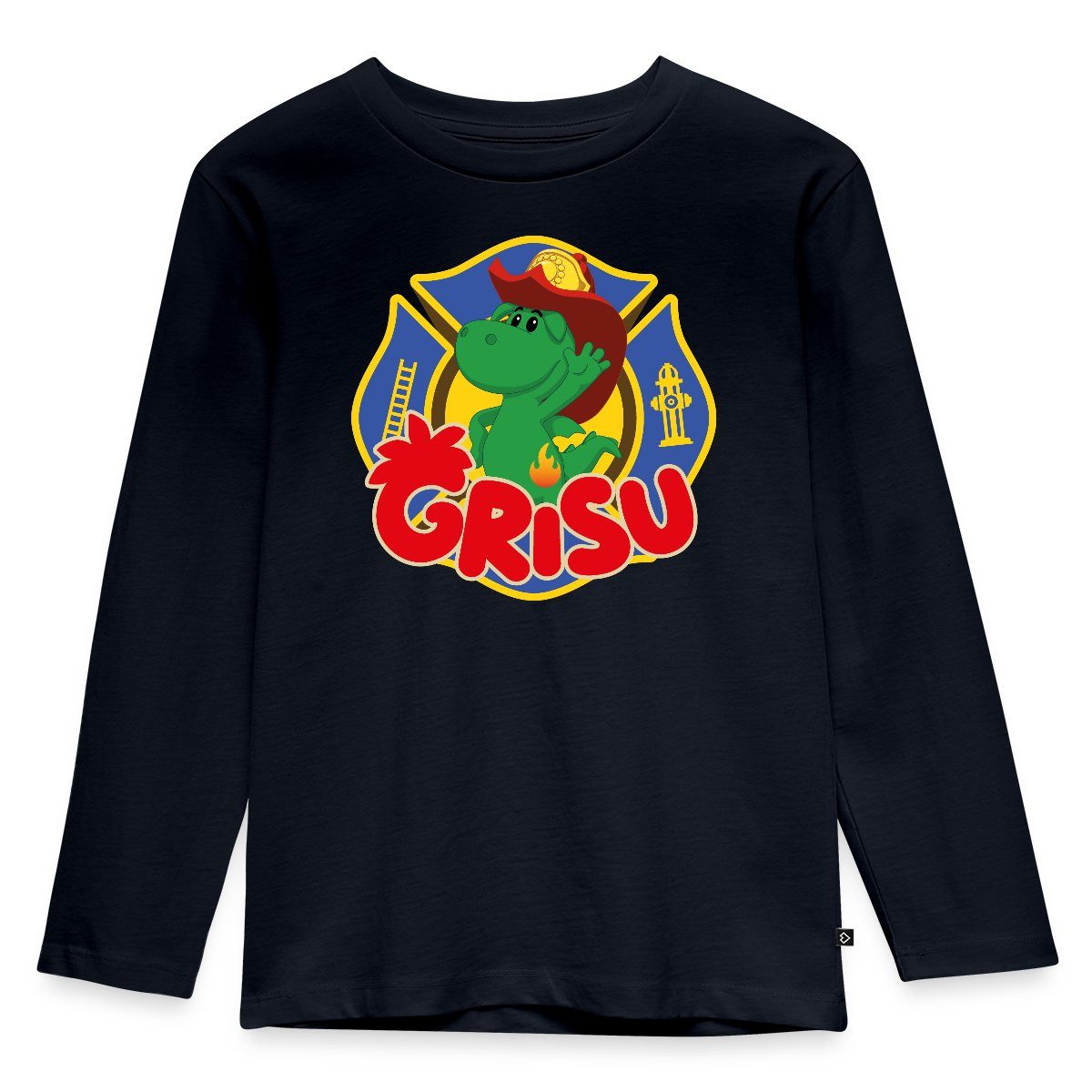 T-Shirt Grisu Der Kleine Drache Als Feuerwehrsymbol Kinder Premium Langarmshir