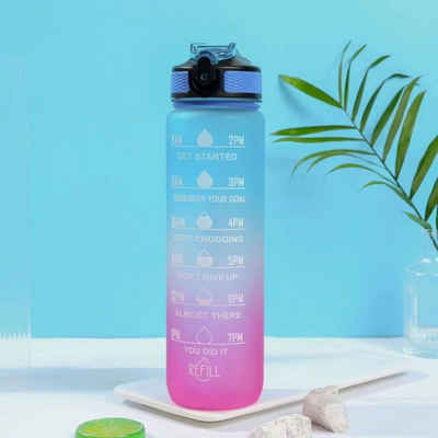 Botells Trinkflasche »1 Liter Motivation Protein Sport Büro Schule, BPA Frei Wasserflasche«, leicht, Auslaufsicher, Trinkmotivation