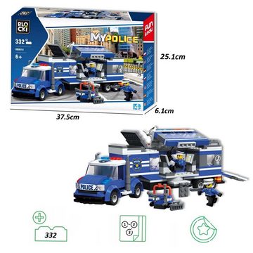 Blocki Konstruktions-Spielset BLOCKI MyPolice Mobile Polizeistation Bausatz Spielzeug 332 Teile