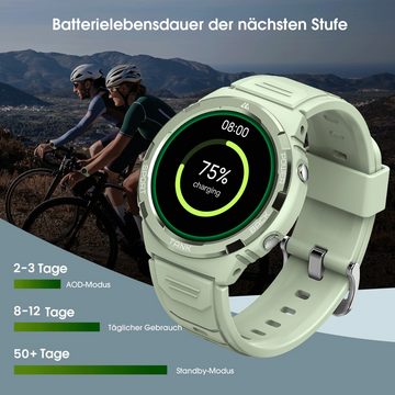 KOSPET Robuste Militär-Smartwatch für Android und iOS, 50 Meter wasserdicht Smartwatch (3,3 cm/1,3 Zoll), großer Akku mit 60 Tagen Standby, Bluetooth-Anrufe, für Herren