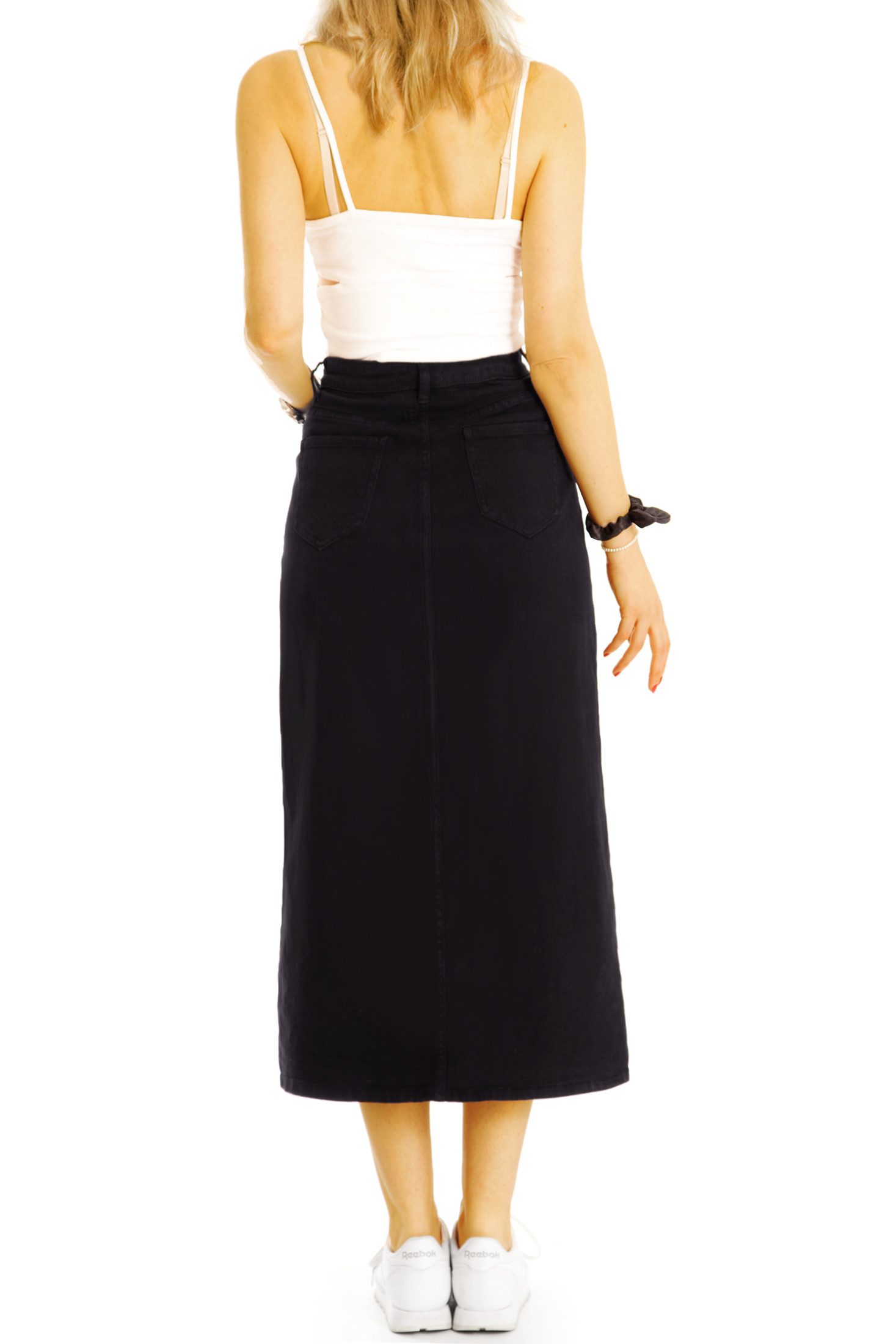be styled Midirock Midirock Pencil Skirt Bleistiftrock schwarz khaki - Damen - j26L-1 mit Schlitz