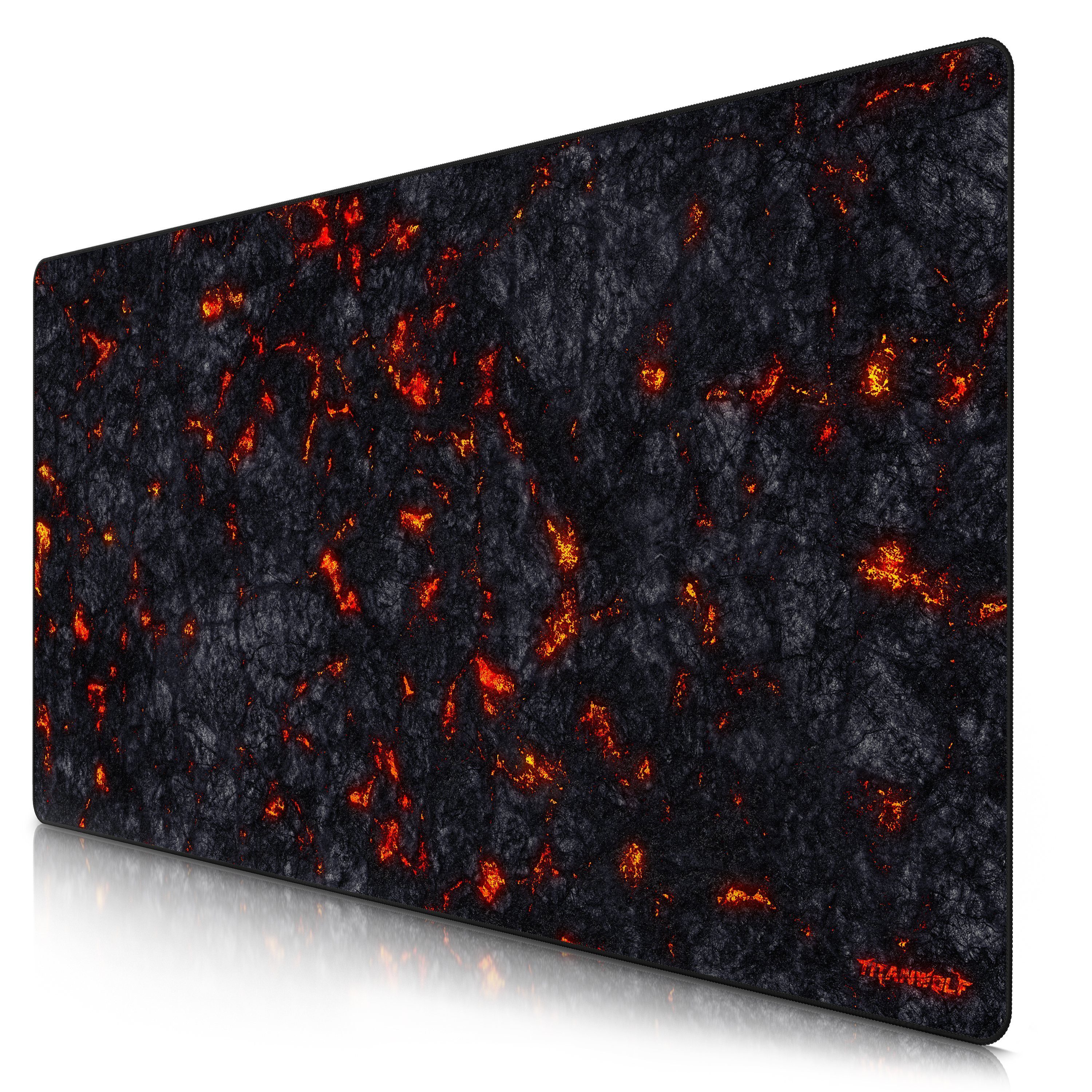 Titanwolf Gaming Mauspad XXXL Speed Mousepad 1200 x 600 x 3 mm, große Tischunterlage (1-St), rutschfest, abwaschbar, Geschwindigkeit & Präzision, Lavamotiv
