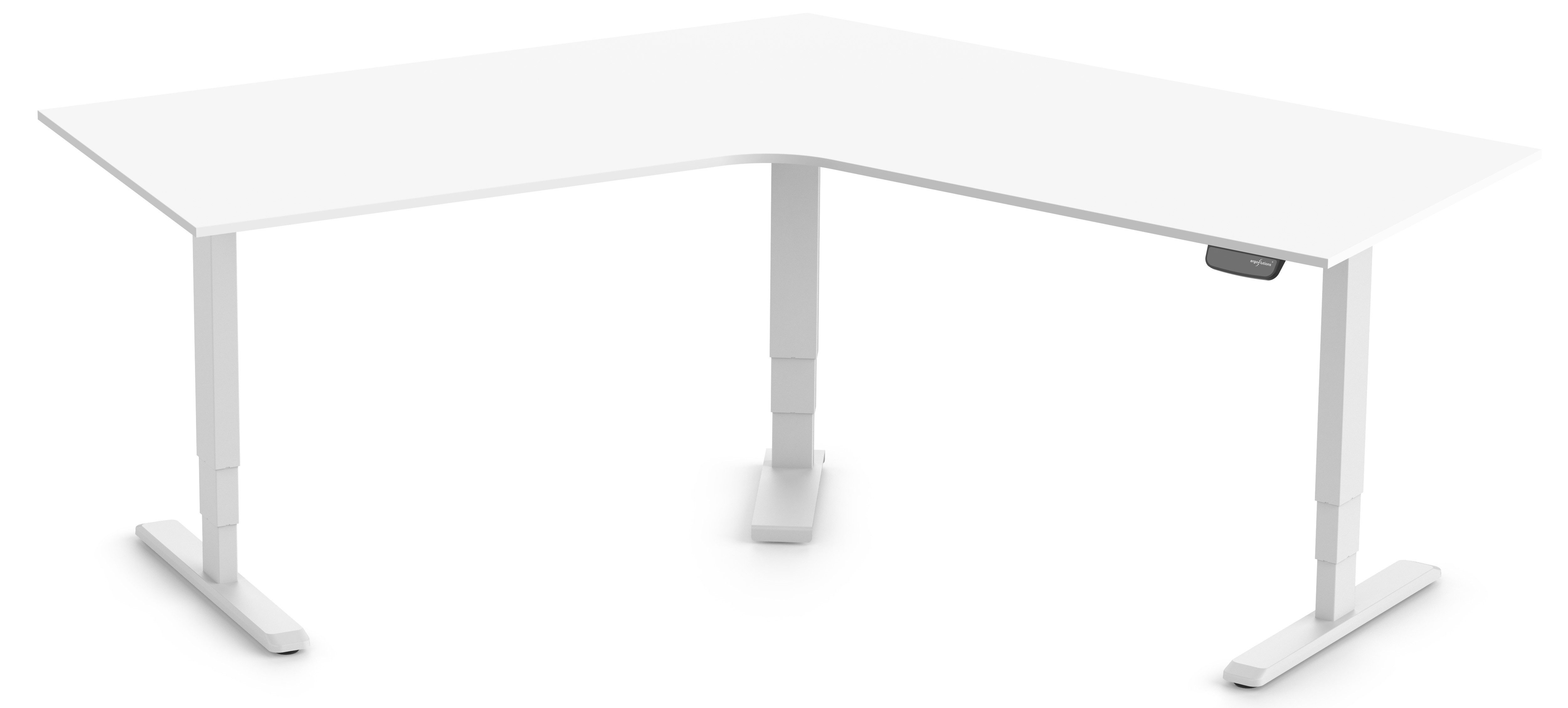 Ergolutions Schreibtisch PRIMUS elektrisch höhenverstellbarer Winkelschreibtisch, 180 kg Traglast / Leise / Timer / Memory / Kollisionssensor