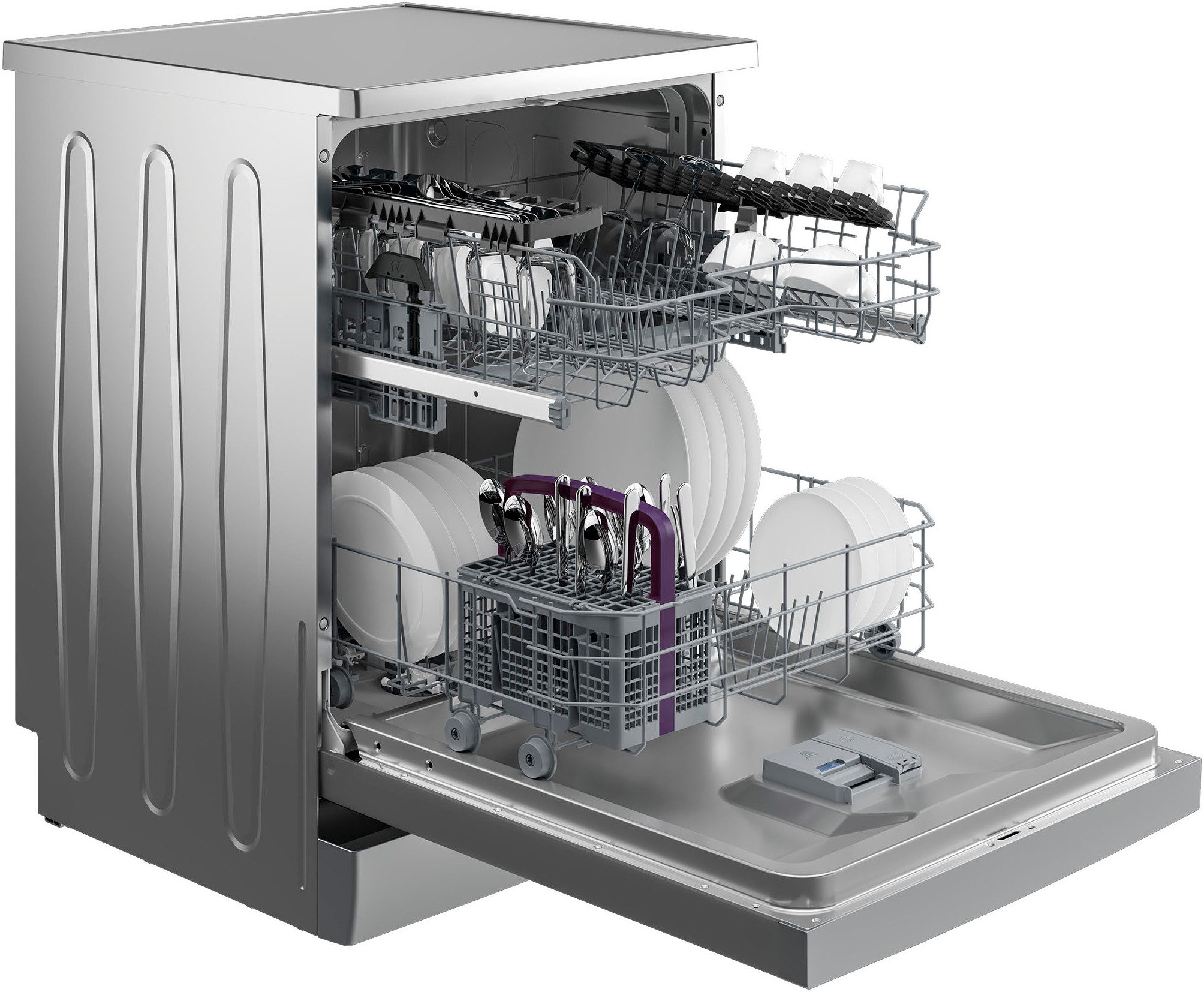 BEKO Standgeschirrspüler BDFN26430S 7694901677, 14 Maßgedecke, SteamGloss – Glänzende Gläser dank optimierter Trocknung