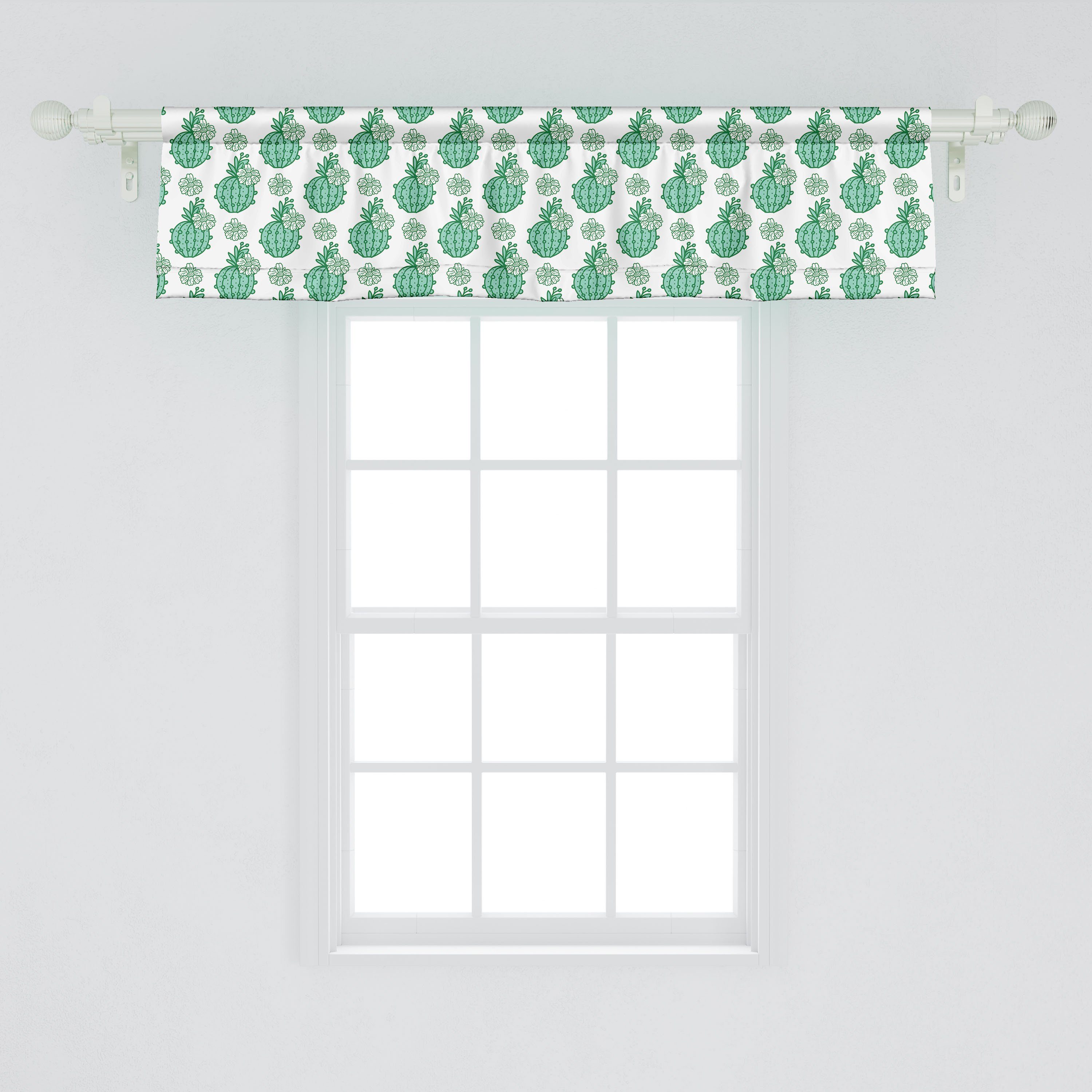 Scheibengardine Vorhang Cacti Volant Blüten-Blumen-Kunst Kaktus Küche mit Schlafzimmer für Microfaser, Stangentasche, Dekor Abakuhaus