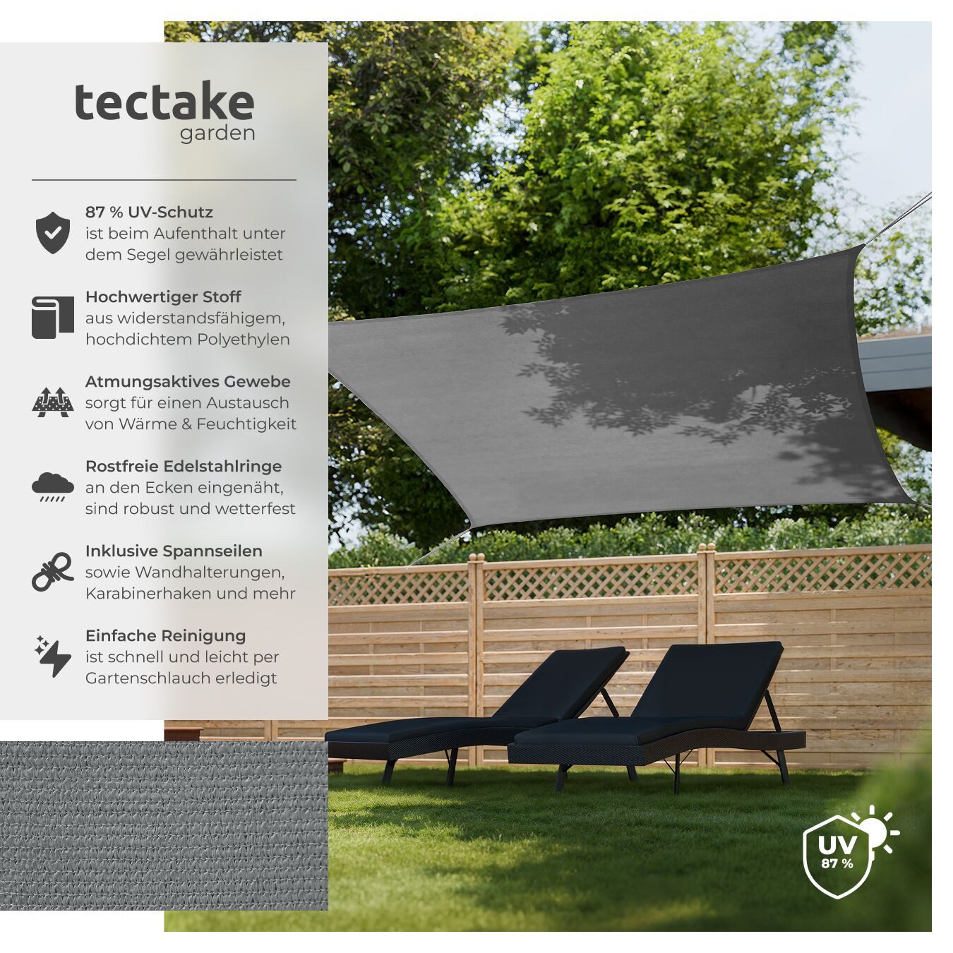 tectake Sonnensegel Sunny, (Set, 3 x günstig online kaufen