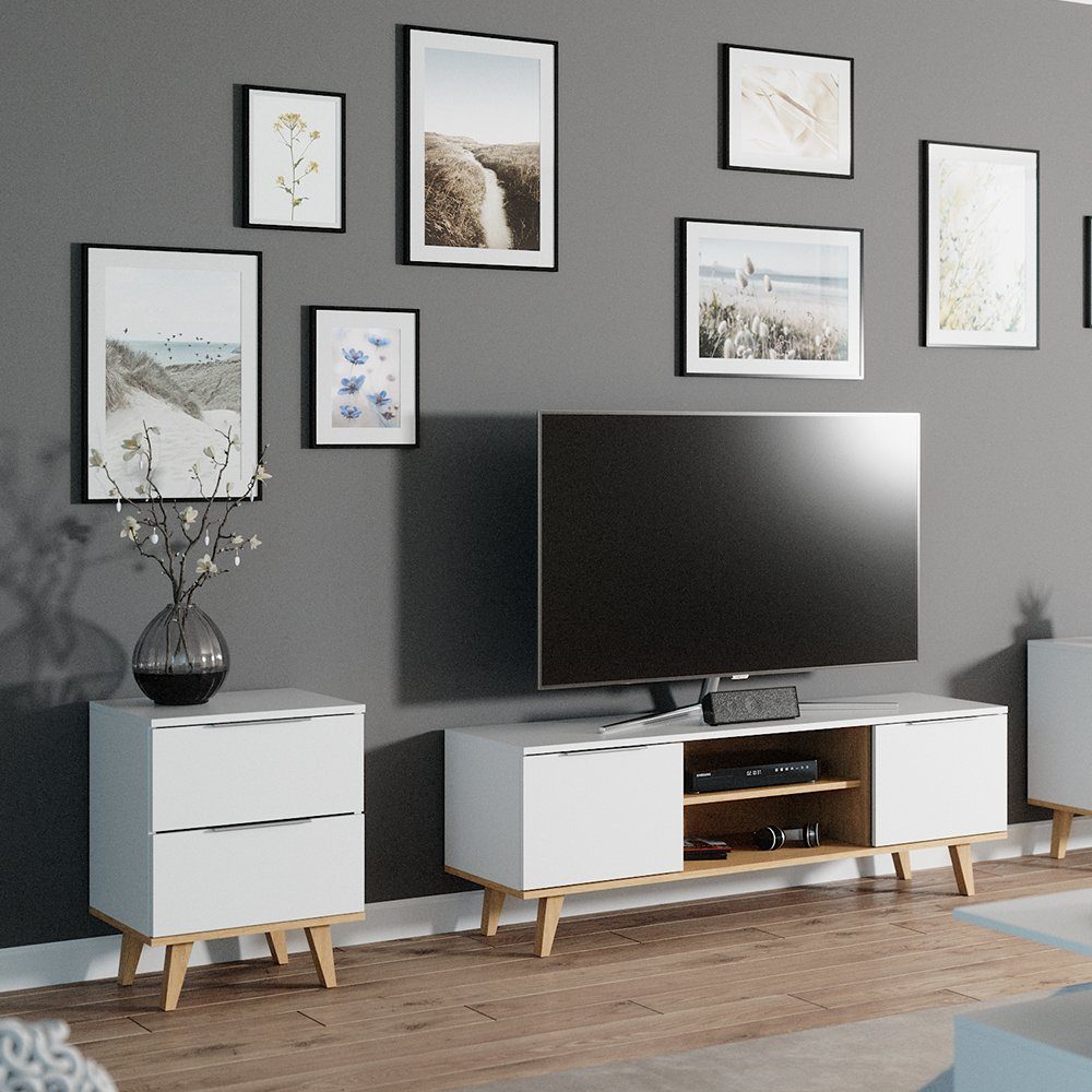 Vicco Kommode Nautica, Weiß/Sonoma, 45 x 61 cm (1 St)