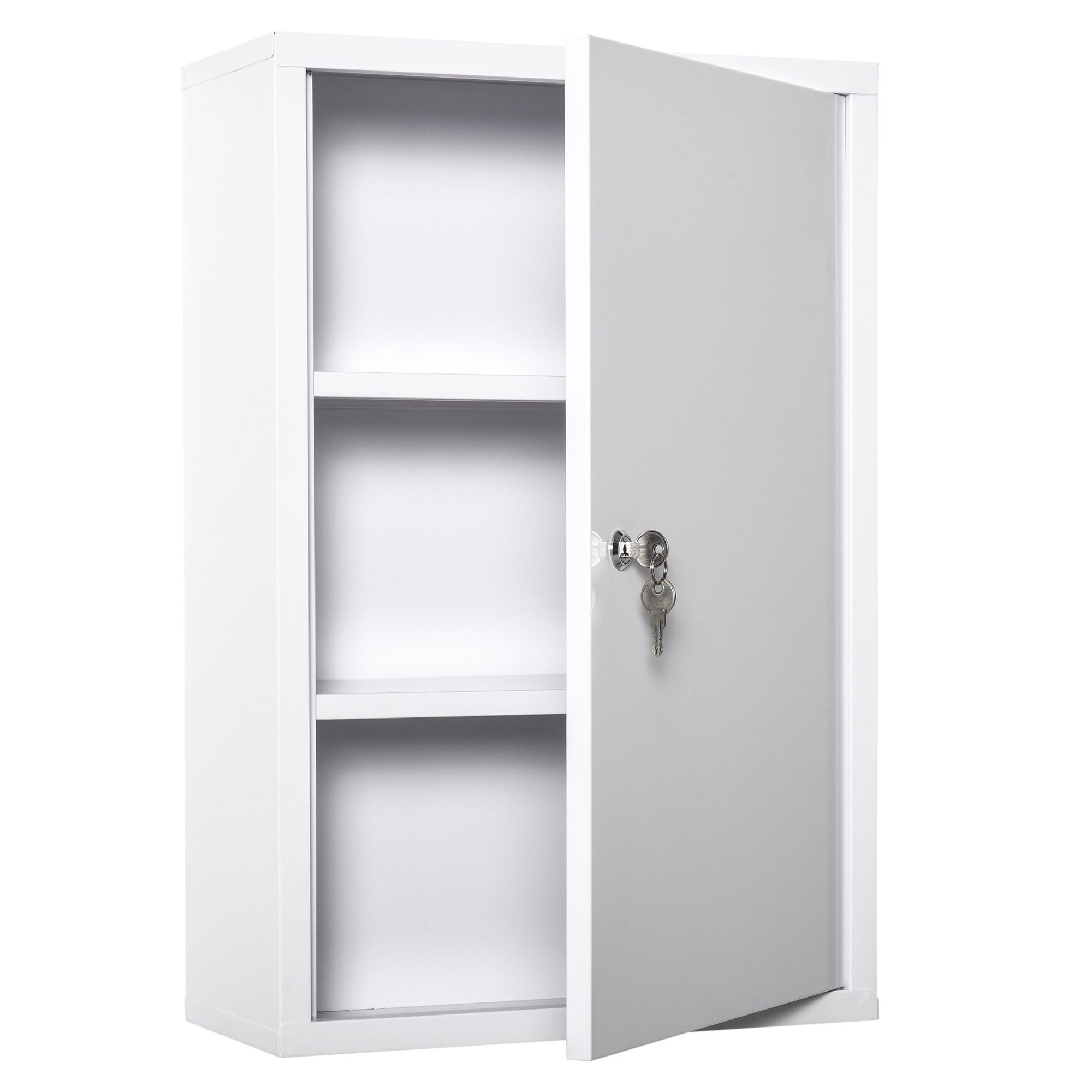 MC Star Medizinschrank Erste-Hilfe-Schrank 3 Fächer abschließbar Stahl Weiß 40x18x60cm