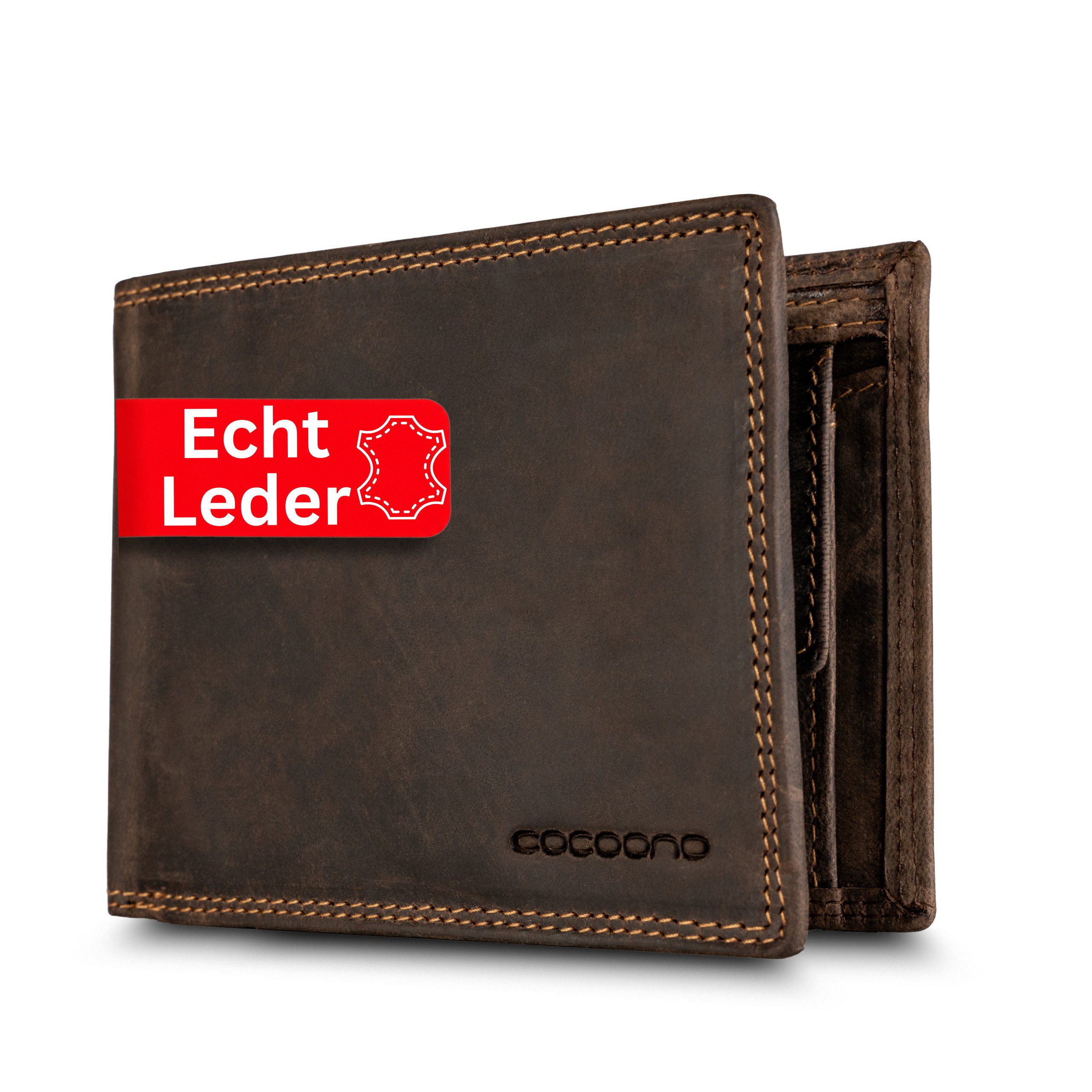 cocoono Geldbörse Geldbörse Herren aus Echtleder mit RFID Schutz Portemonnaie, Rindsleder