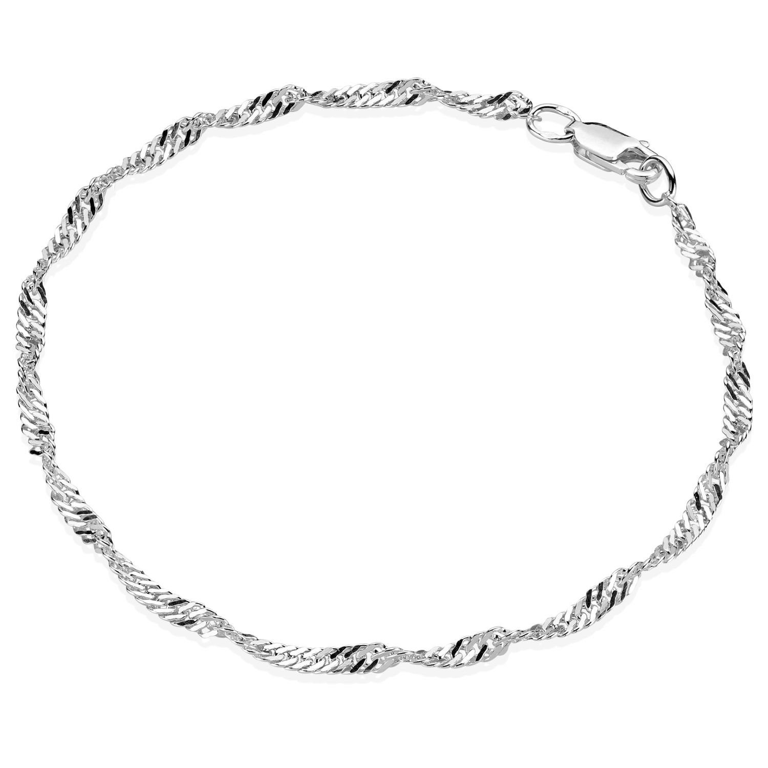 Materia Armkette Damen Singapurkette Hochglanz SA-84, 925 Sterling Silber