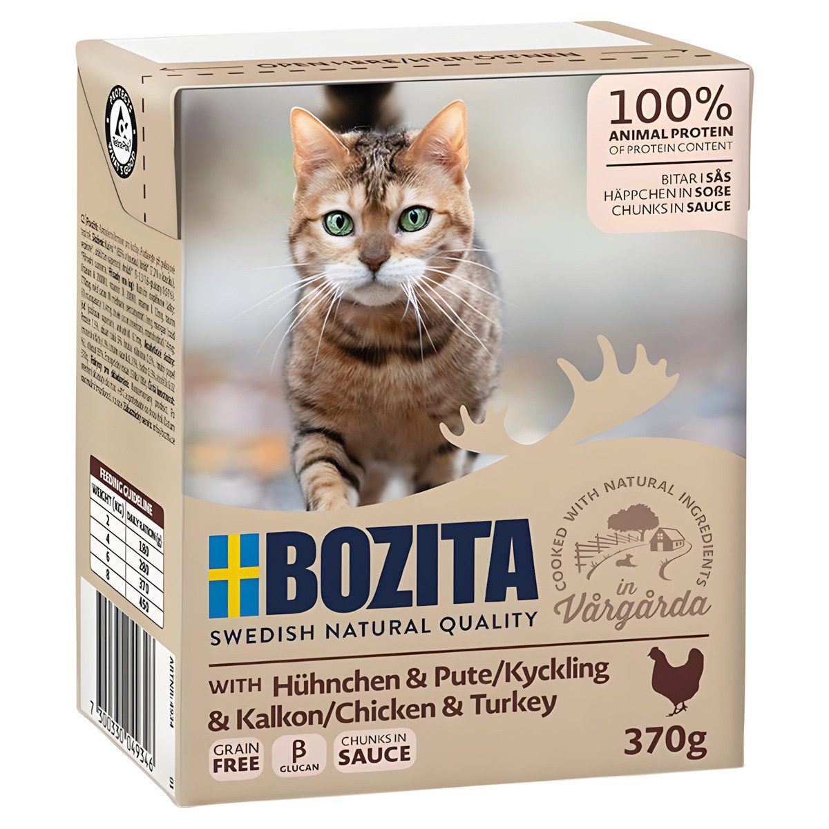 Bozita Häppchen in Soße mit Huhn & Pute 370 g - 6 Stück, Nassfutter für: Katze