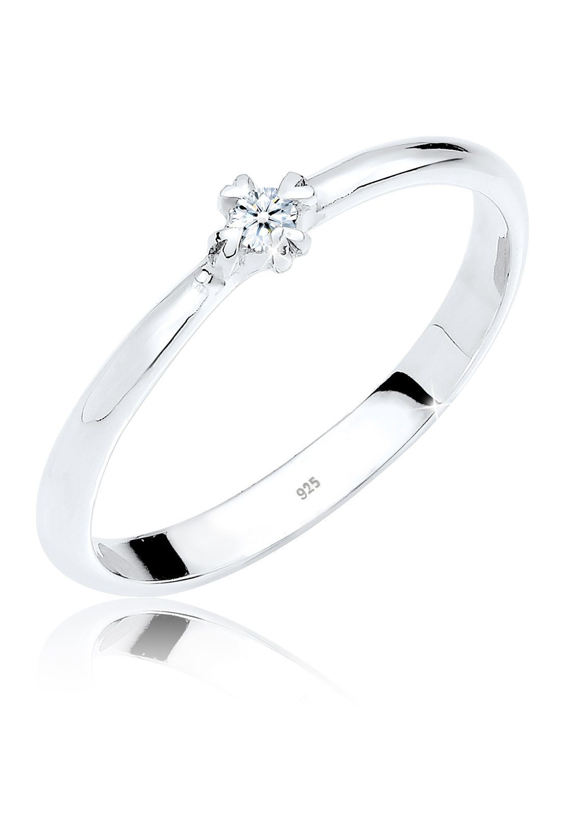 Elli DIAMONDS Verlobungsring Solitär Verlobung Diamant 0.03 ct. 925 Silber Weiß