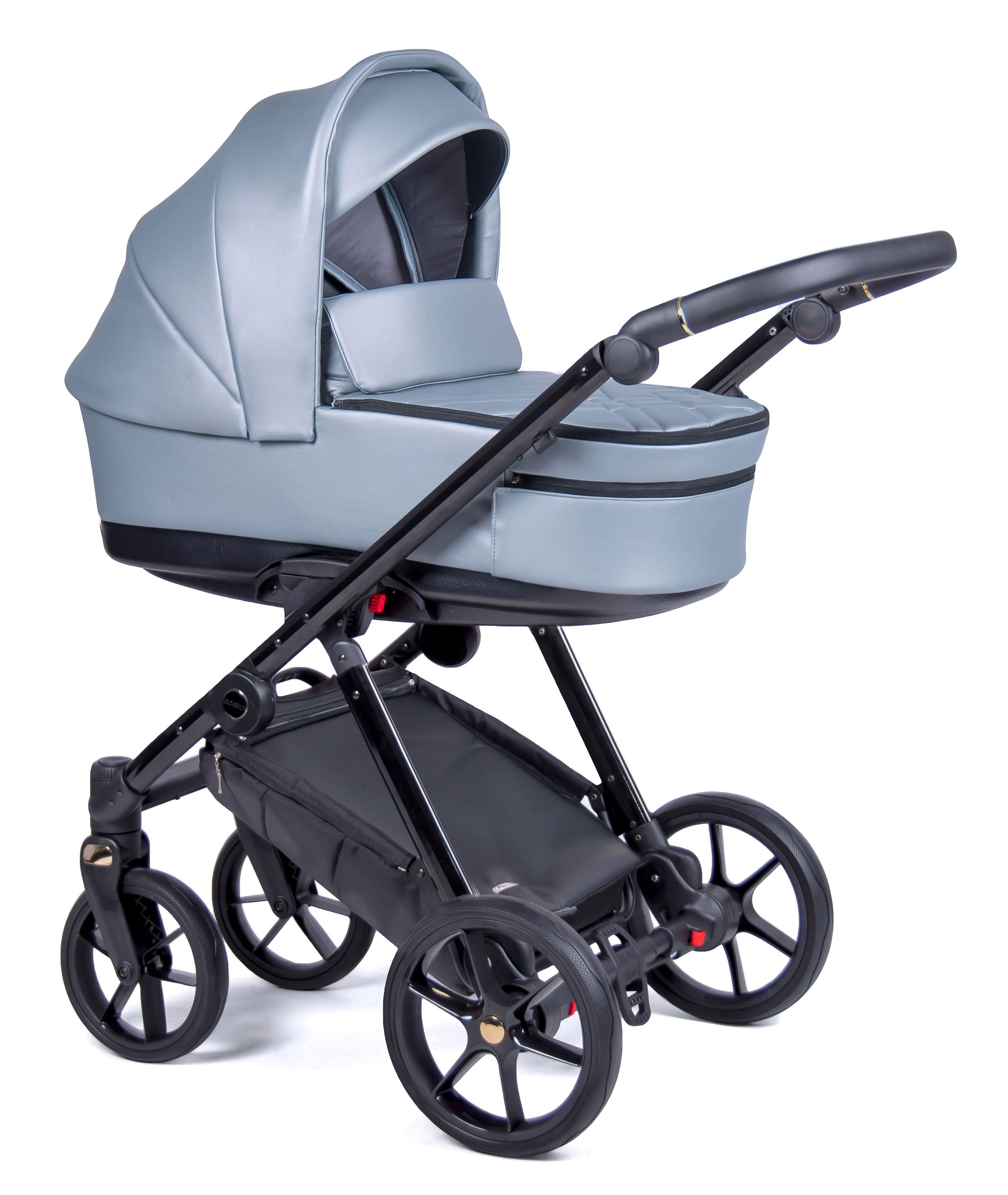 12 15 in Axxis 1 3 - Gestell Oceanblau babies-on-wheels schwarz Designs in - Teile Premium Kinderwagen-Set = Kombi-Kinderwagen