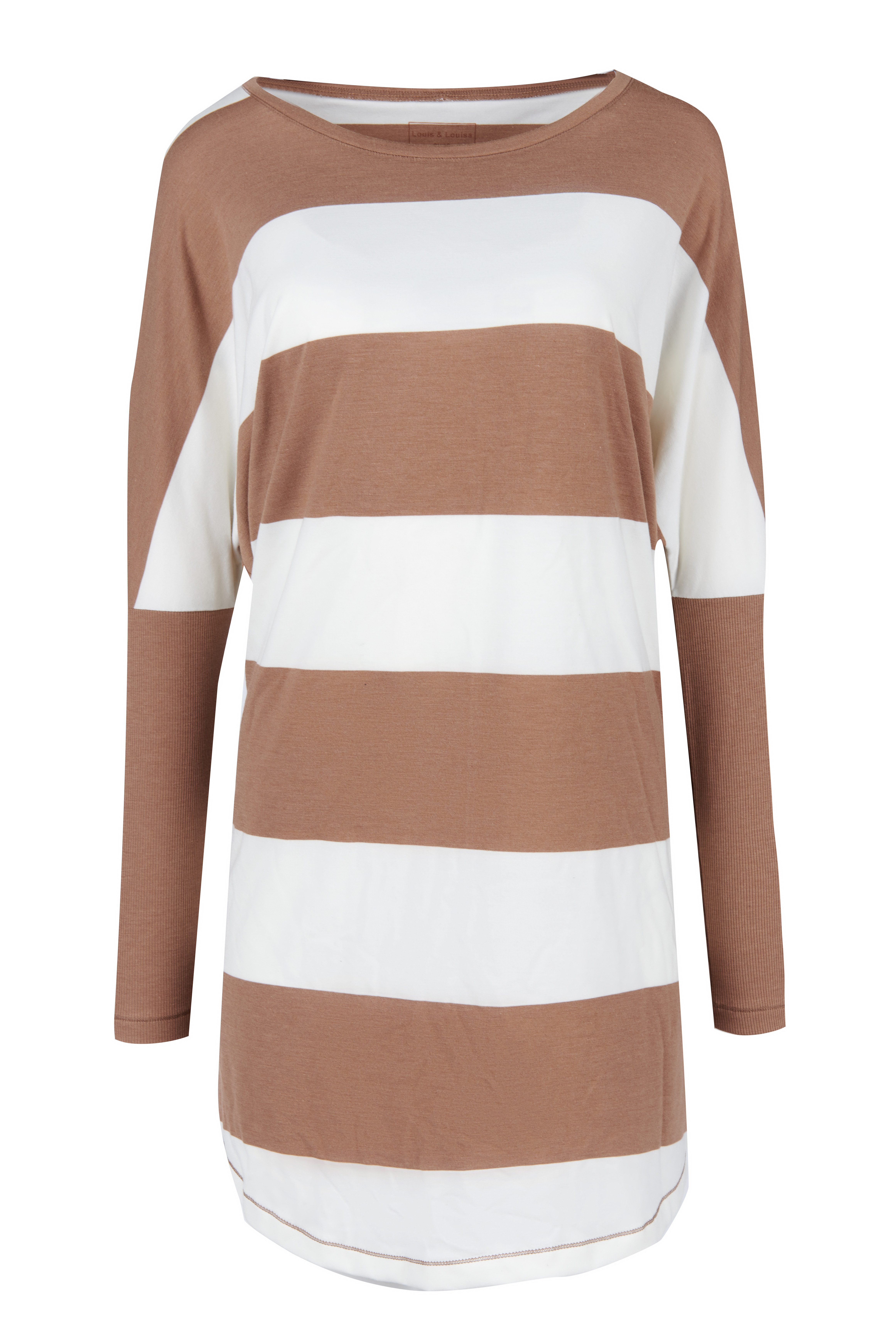 Louis & Louisa Pyjama Louis & Louisa PURE Sleepshirt Oversize camel gestrei günstig online kaufen