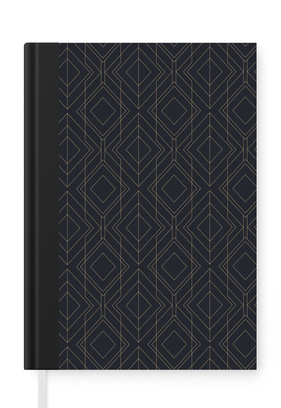 MuchoWow Notizbuch Art deco - Quadratisch - Gold - Schwarz, Journal, Merkzettel, Tagebuch, Notizheft, A5, 98 Seiten, Haushaltsbuch | Notizbücher