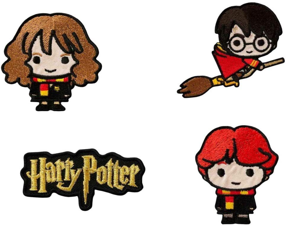 Mono-Quick Aufnäher Bügelbild, Aufbügler, Applikationen, Patches, Flicken, zum aufbügeln, Polyester, Harry Potter Set 4 Stück