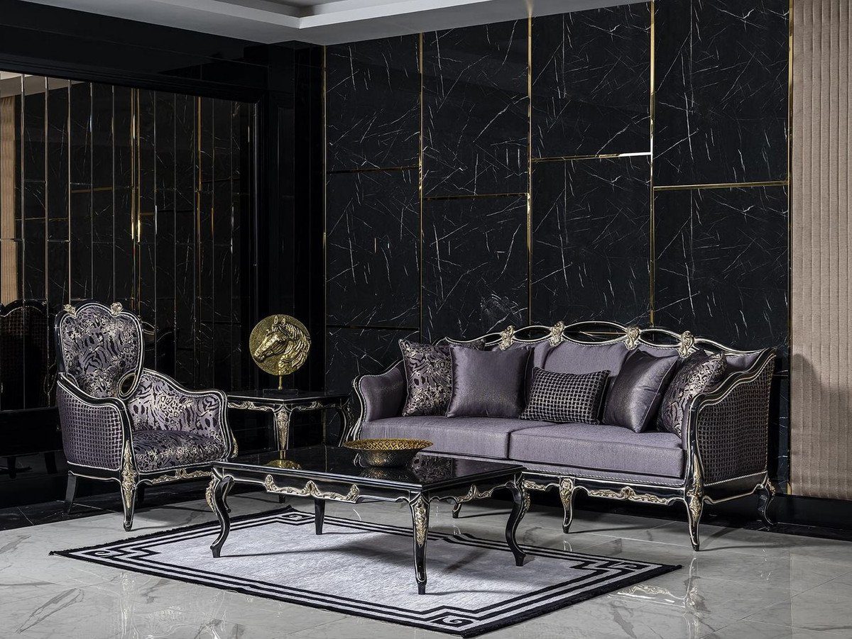 Barock im Casa Barockstil Möbel Luxus - Padrino Tisch Gold & Handgefertigter - - Schwarz Prunkvoll Edel Beistelltisch Barock / Beistelltisch