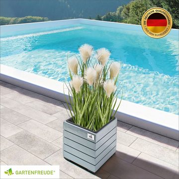 Gartenfreude Blumenkasten Pflanzgefäß Holz Cube horizontale Lamellen Optik