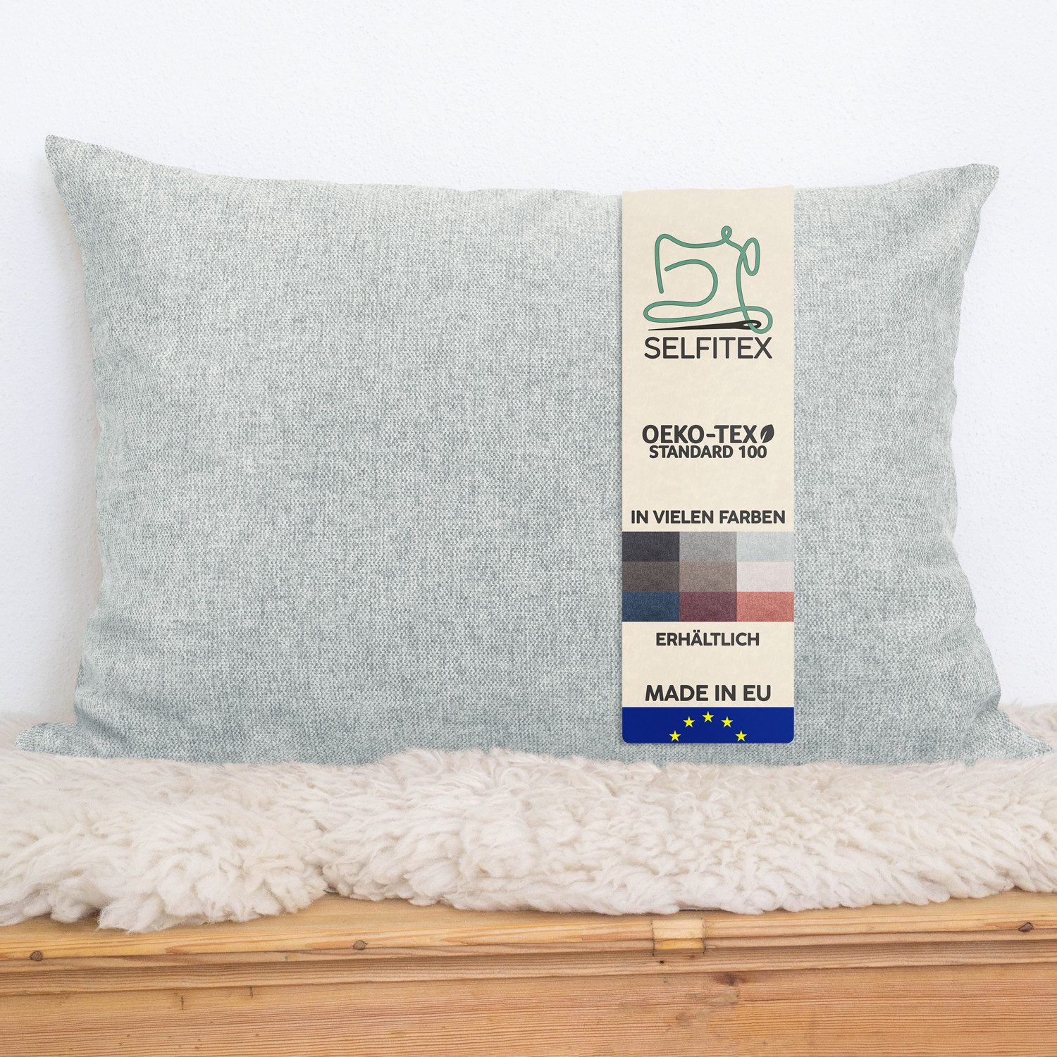 Selfitex Dekokissen 60x80 / 80x80 inkl. Füllkissen, große Farbauswahl, für Couch, Sofa und Bett