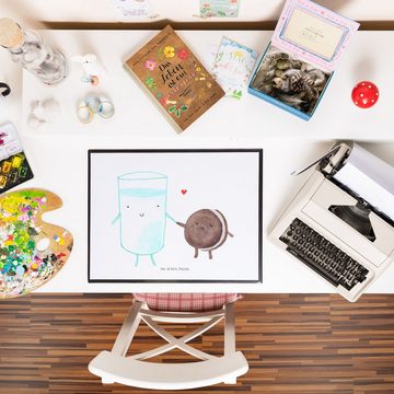 Mr. & Mrs. Panda Schreibtischunterlage Milch Keks - Weiß - Geschenk, Tiere, Schreibtischunterlage Groß, Büro, (1 tlg)