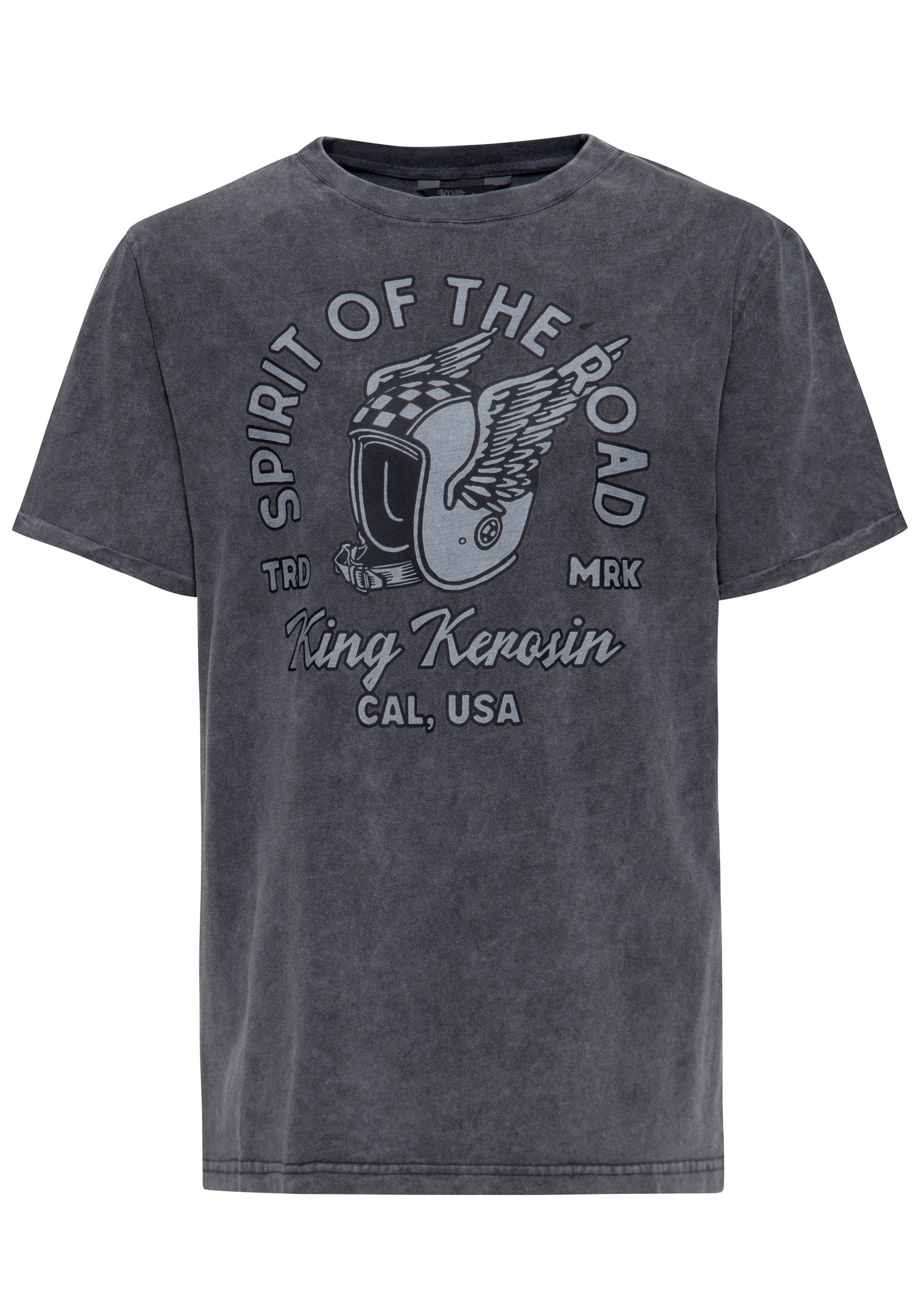 KingKerosin Print-Shirt Spirit Of The Road (1-tlg) mit Acid Waschung