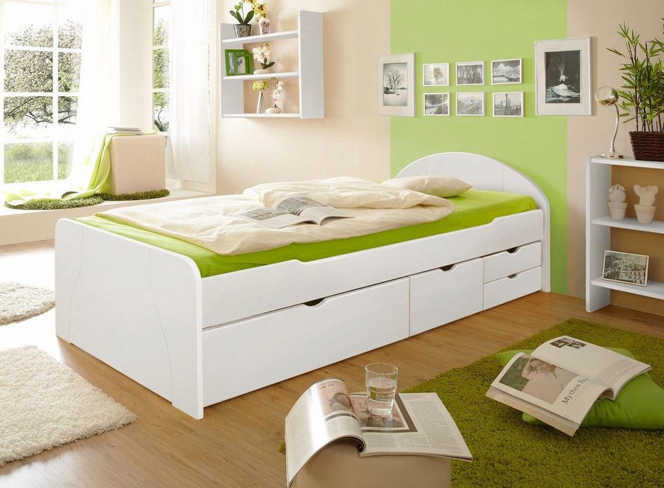 Braun Inter Link Jugendbett Doppelbett G/ästebett modernes Bett 160x200 Echt Holz Kiefer Natur lackiert 207 x 167 x 73 cm