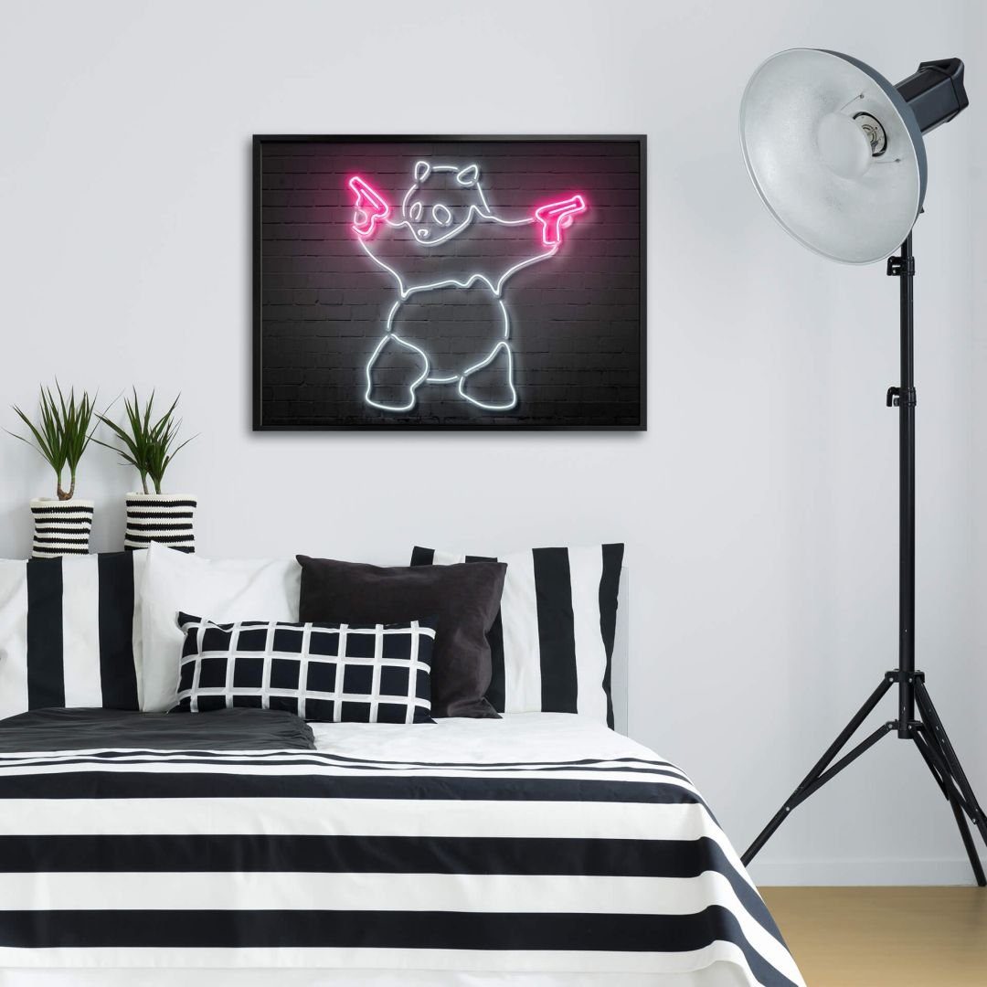K&L Wall Art Poster Poster Mielu Neon Streets Kult Retro Kung Fu Panda Bär günstig online kaufen