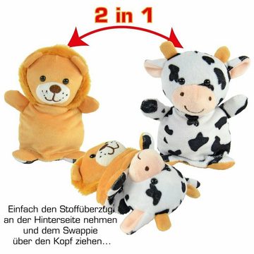 Kögler Kuscheltier 3 x Swappies Plüsch Einhorn/Drache, Bär/Frosch, Kuh/Löwe (Set, 3-St)