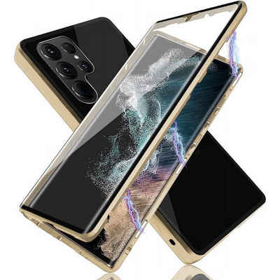 Wigento Handyhülle Für Samsung Galaxy S24 Ultra 360 Grad Magnet Glas Bumper Handy Hülle