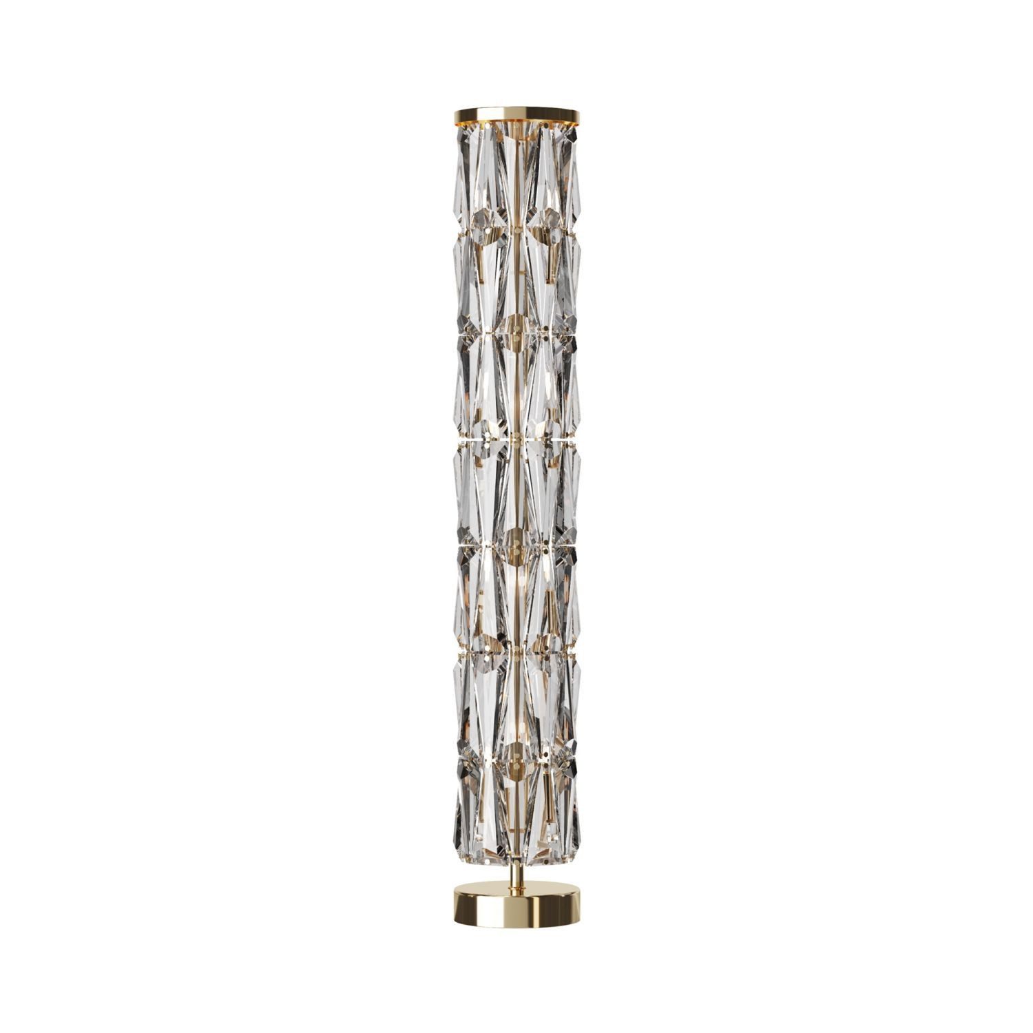 Licht-Erlebnisse Stehlampe HIVON, ohne Leuchtmittel, Glas Metall E14 126,5 cm hoch Kristall in Gold rund Modern