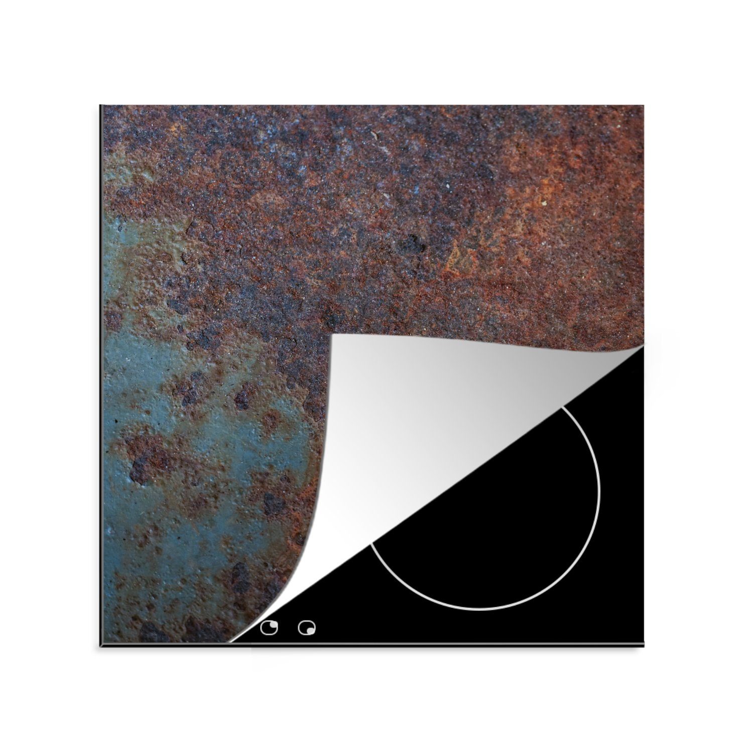 Rost tlg), Ceranfeldabdeckung, cm, MuchoWow - - für Wand 78x78 Arbeitsplatte (1 küche Vinyl, Blau, Herdblende-/Abdeckplatte