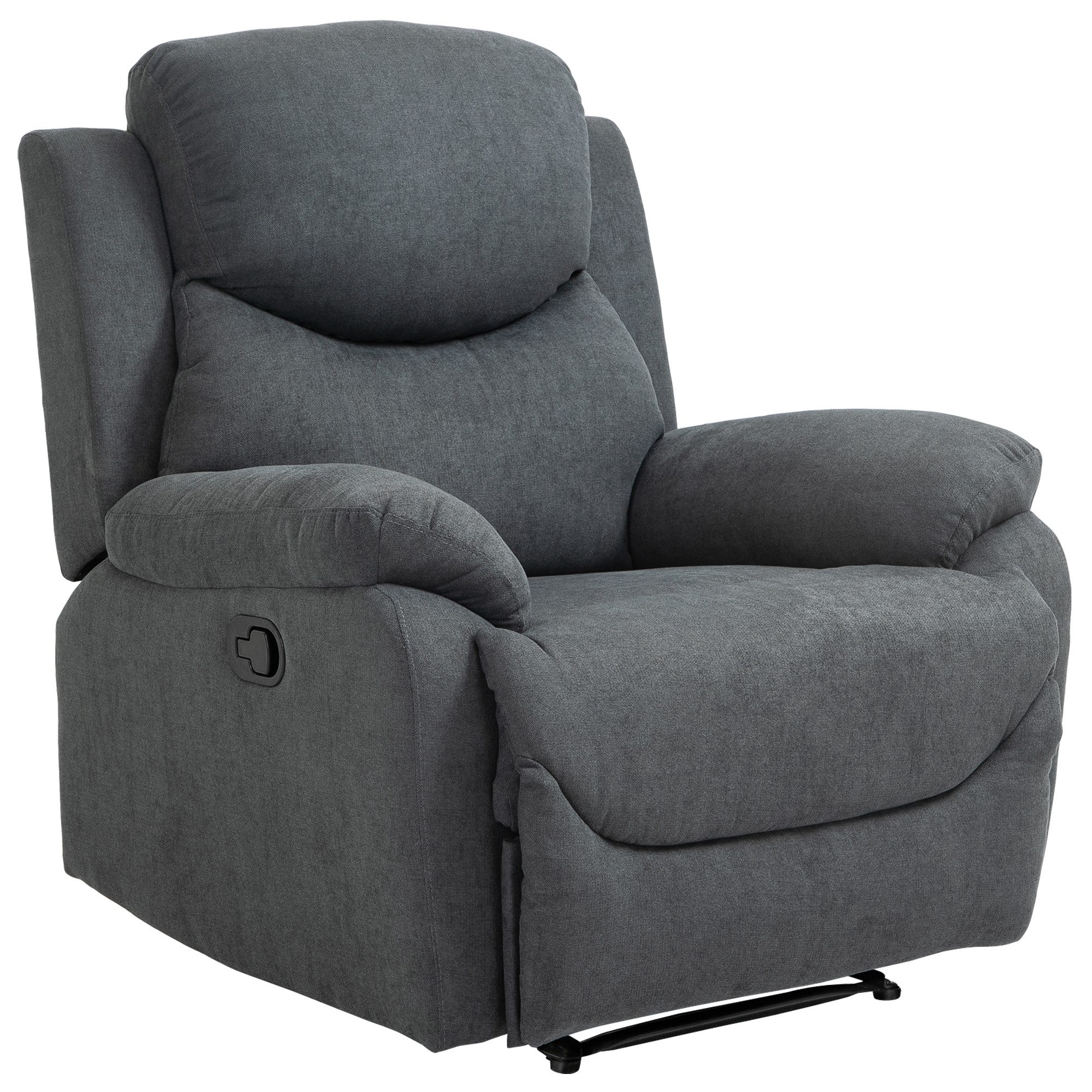 HOMCOM Relaxsessel Liegesessel Sessel mit Verstellbarer Rückenlehne, Leinen-Optik (Ruhesessel, 1-St., Fernsehsessel), für Wohnzimmer, Dunkelgrau