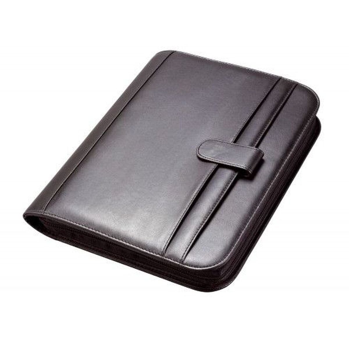 Alassio® Schreibmappe Ringbuchmappe Riccione A4 FineTouch Lederimitat schwarz