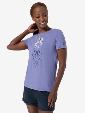 SUPER.NATURAL T-Shirt für Damen, Merino OCTOPUSSY Tier Motiv, Reise, bunt