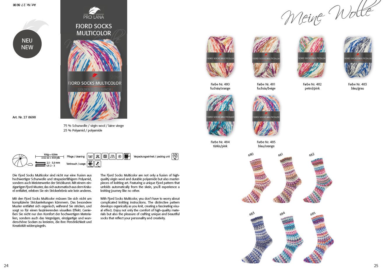 Thumbnail - Pro Lana 100g Fjord Socks Multicolor Effektgarn, 420,00 m
