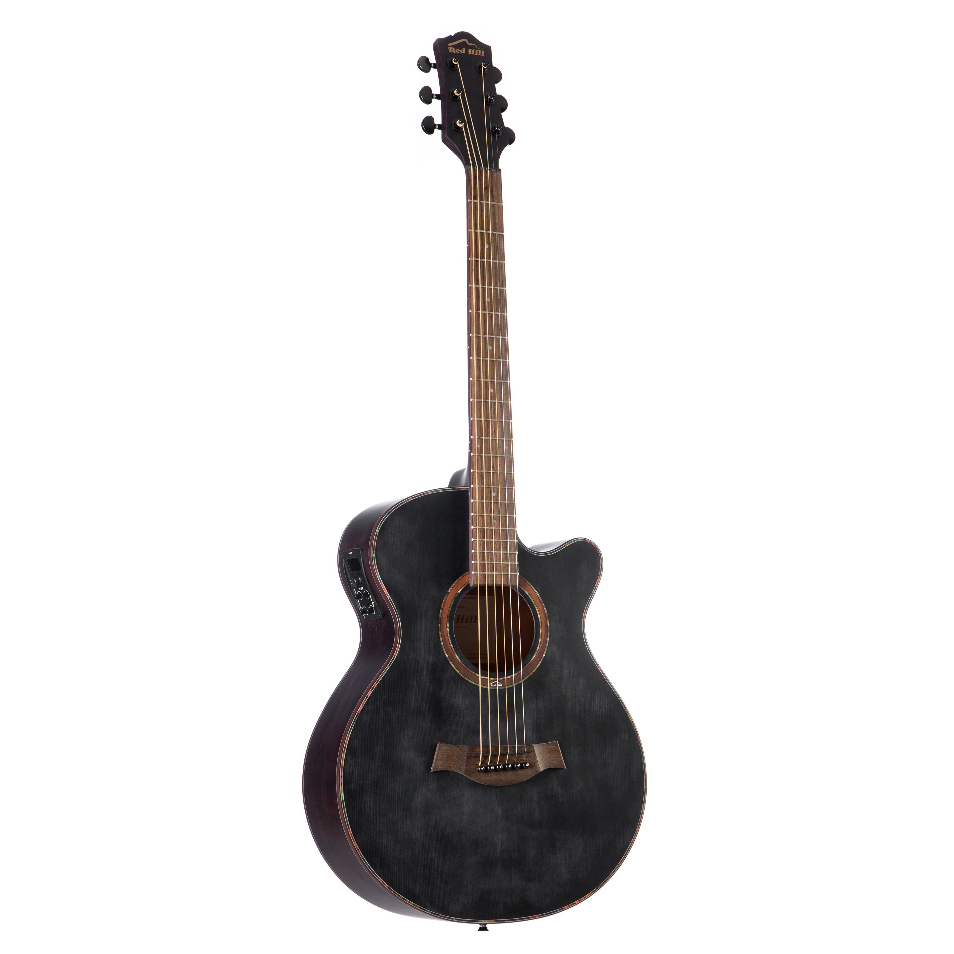 Red Hill Westerngitarre, Western Vintage Elektrische Gitarre, Mini Jumbo Cutaway, Schwarz, mit PS-400T Pickup System, Westerngitarren, 000/OM Gitarren, Western Vintage Elektrische Gitarre, Mini Jumbo Cutaway, PS-400T