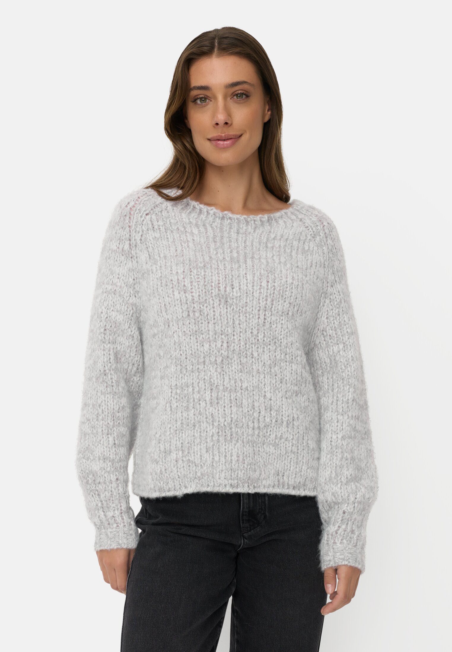camel active Strickpullover mit weiten Ärmeln Langarm Markenlogo