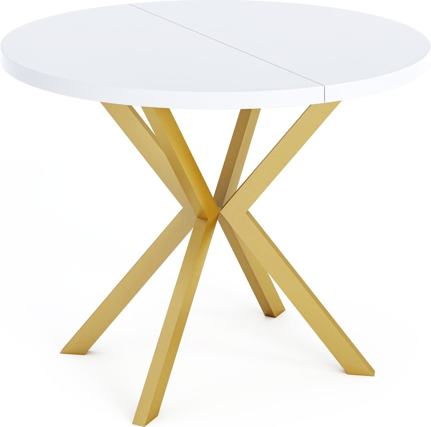 Metallbeinen Esstisch Weiß Gold GROUP Loft-Stil WFL im Flora, Tisch mit