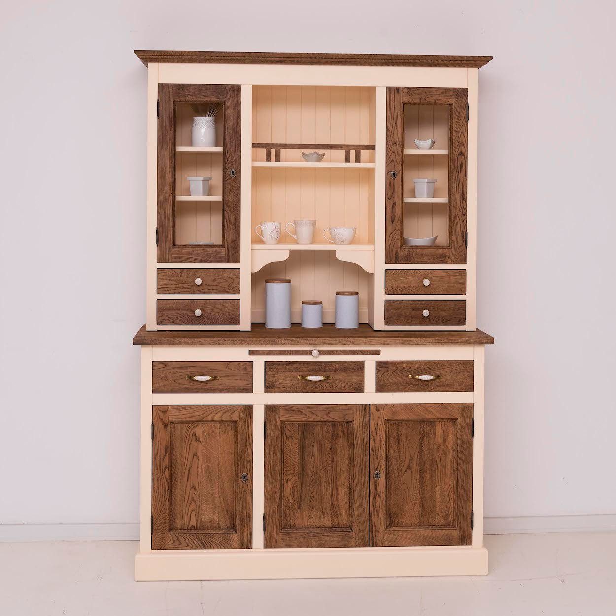 Massivholzmoebel-Becker Küchenbuffet Küchen- und Buffetschrank aus massiver Eiche, Geschirrschrank